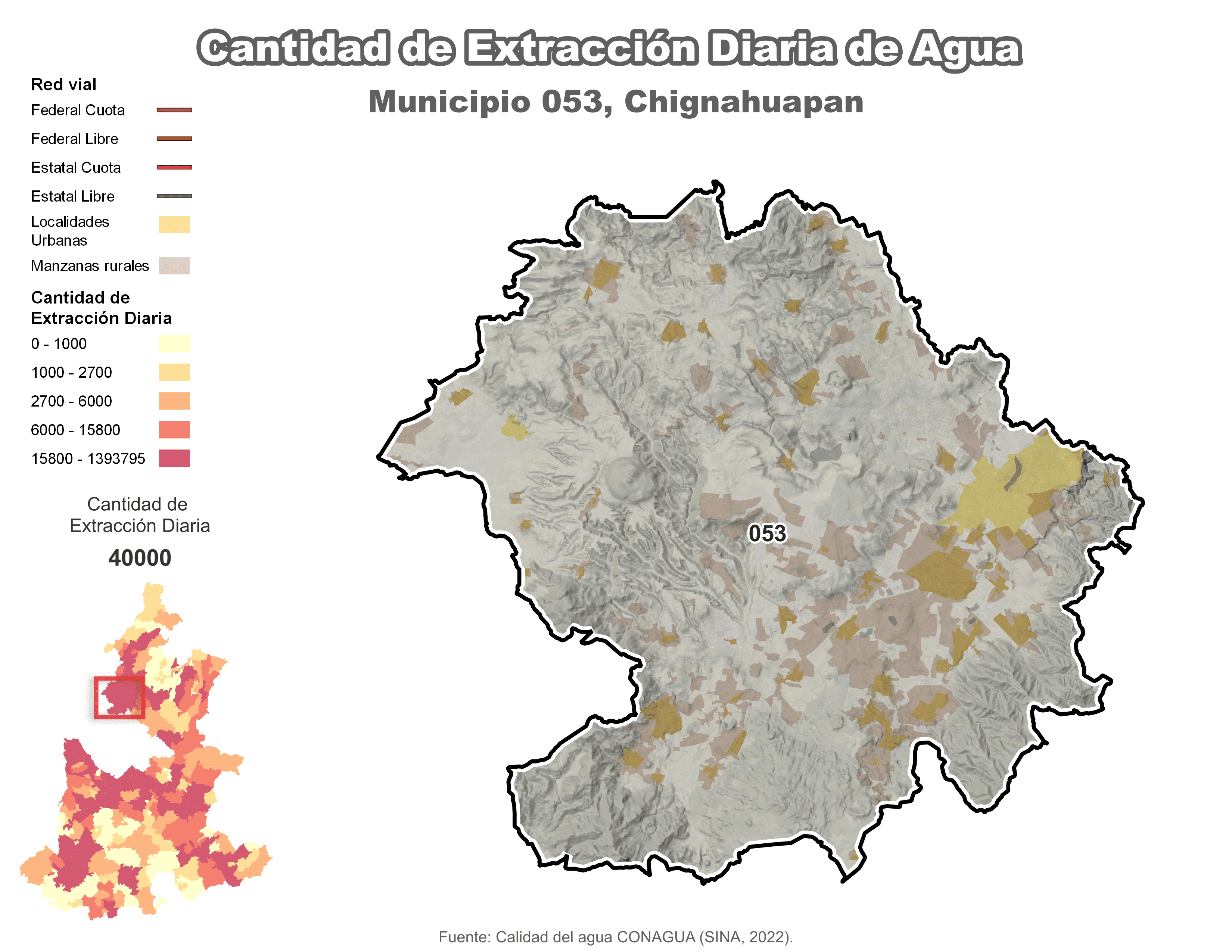 Biblioteca de Mapas - Extracción de agua en municipio de Chignahuapan