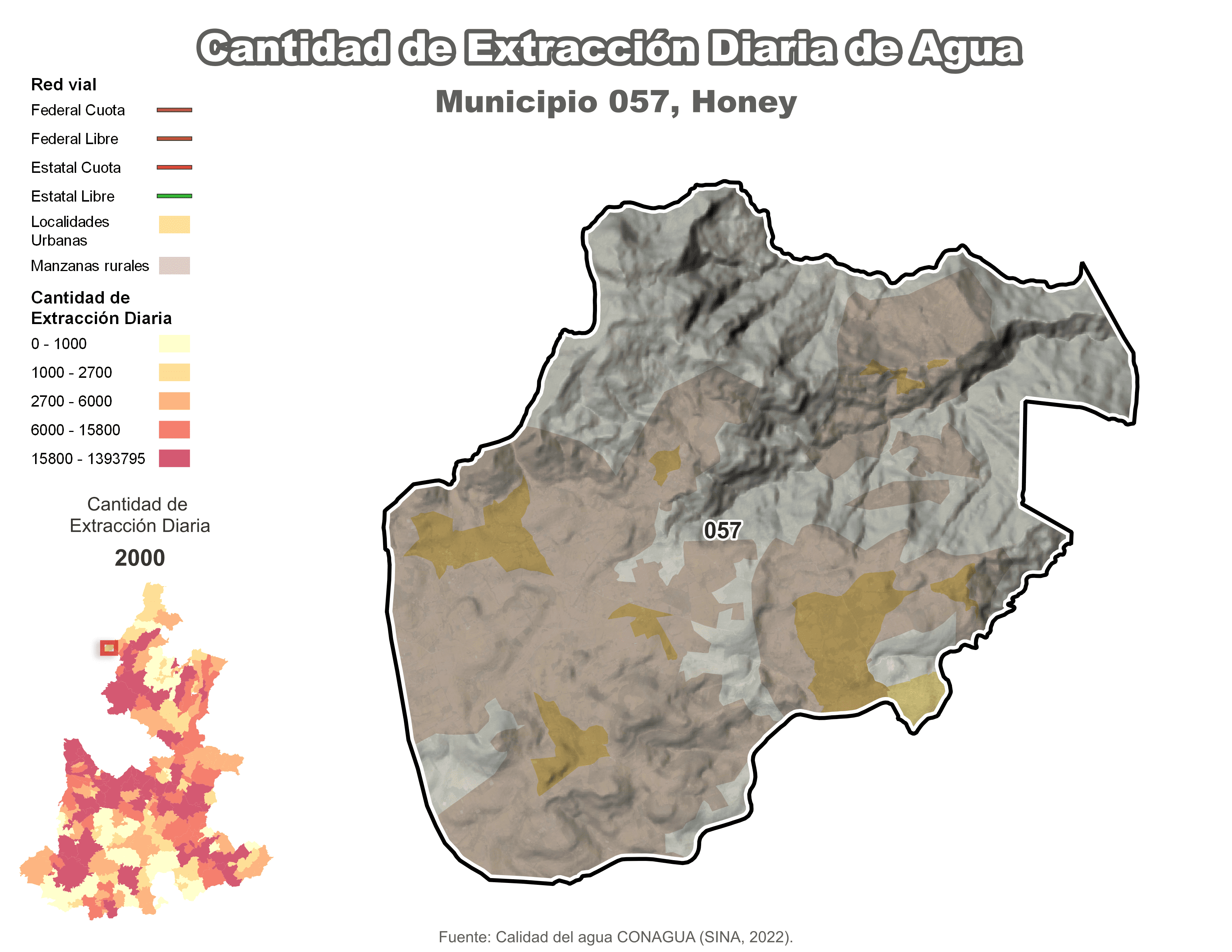 Biblioteca de Mapas - Extracción de agua en municipio de Honey