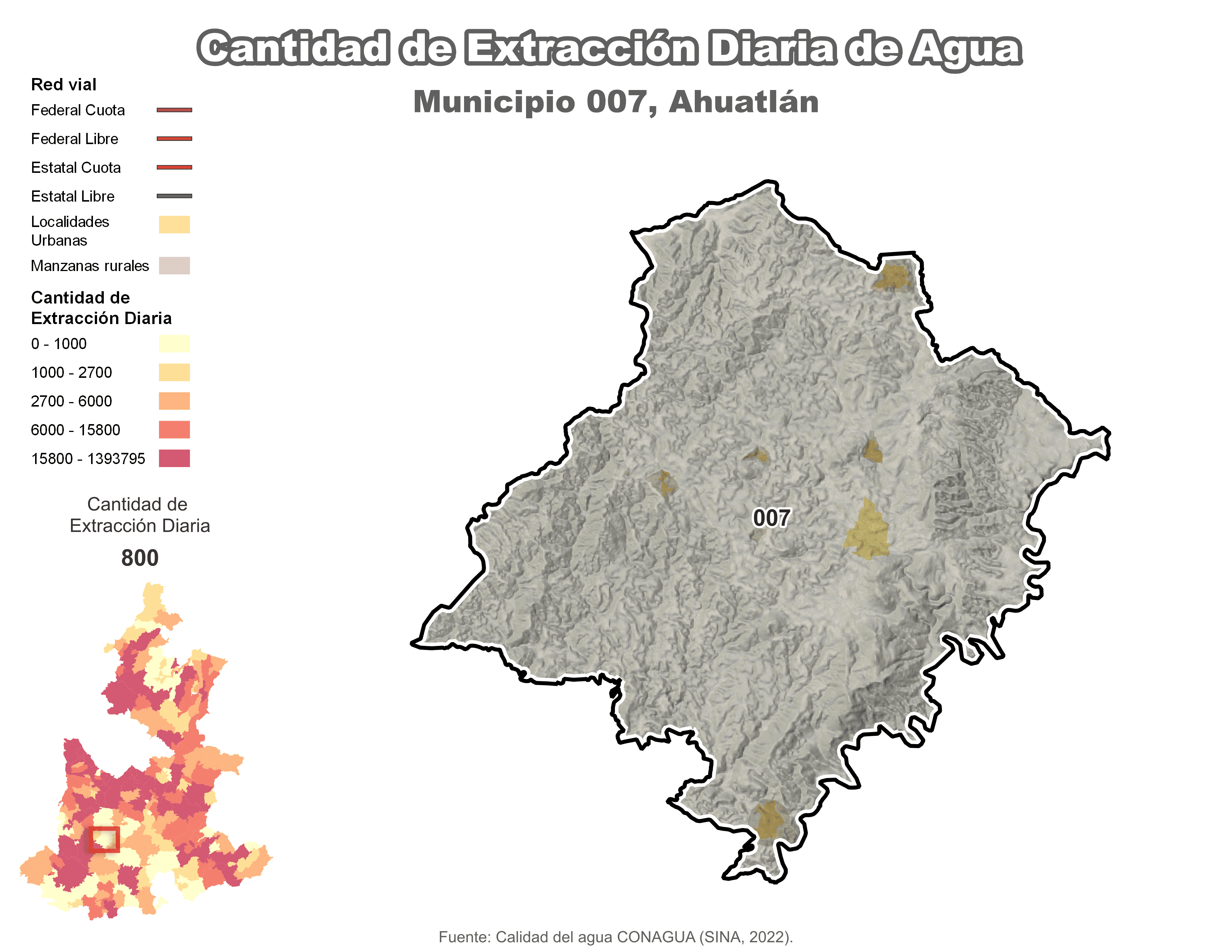 Biblioteca de Mapas - Extracción de agua en municipio de Ahuatlán