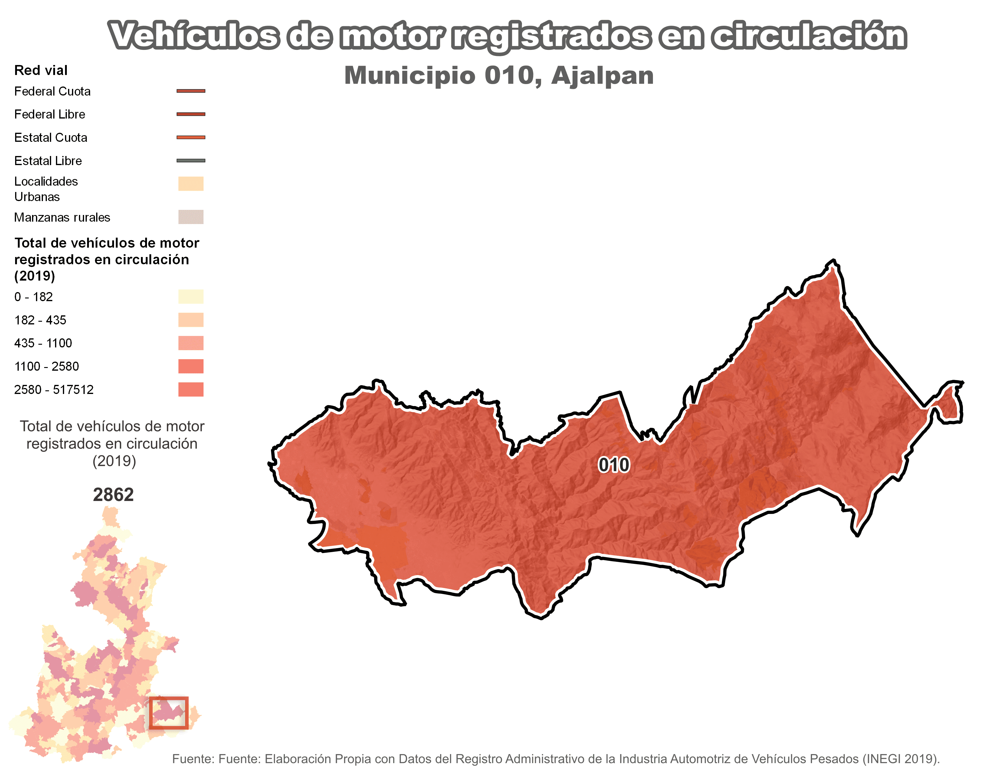 Biblioteca de Mapas - Vehículos de motor municipio de Ajalpan