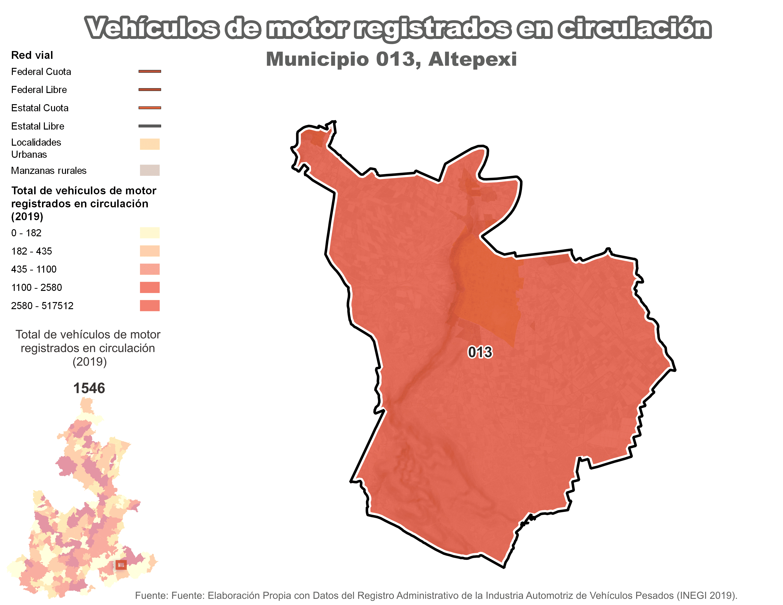 Biblioteca de Mapas - Vehículos de motor municipio de Altepexi