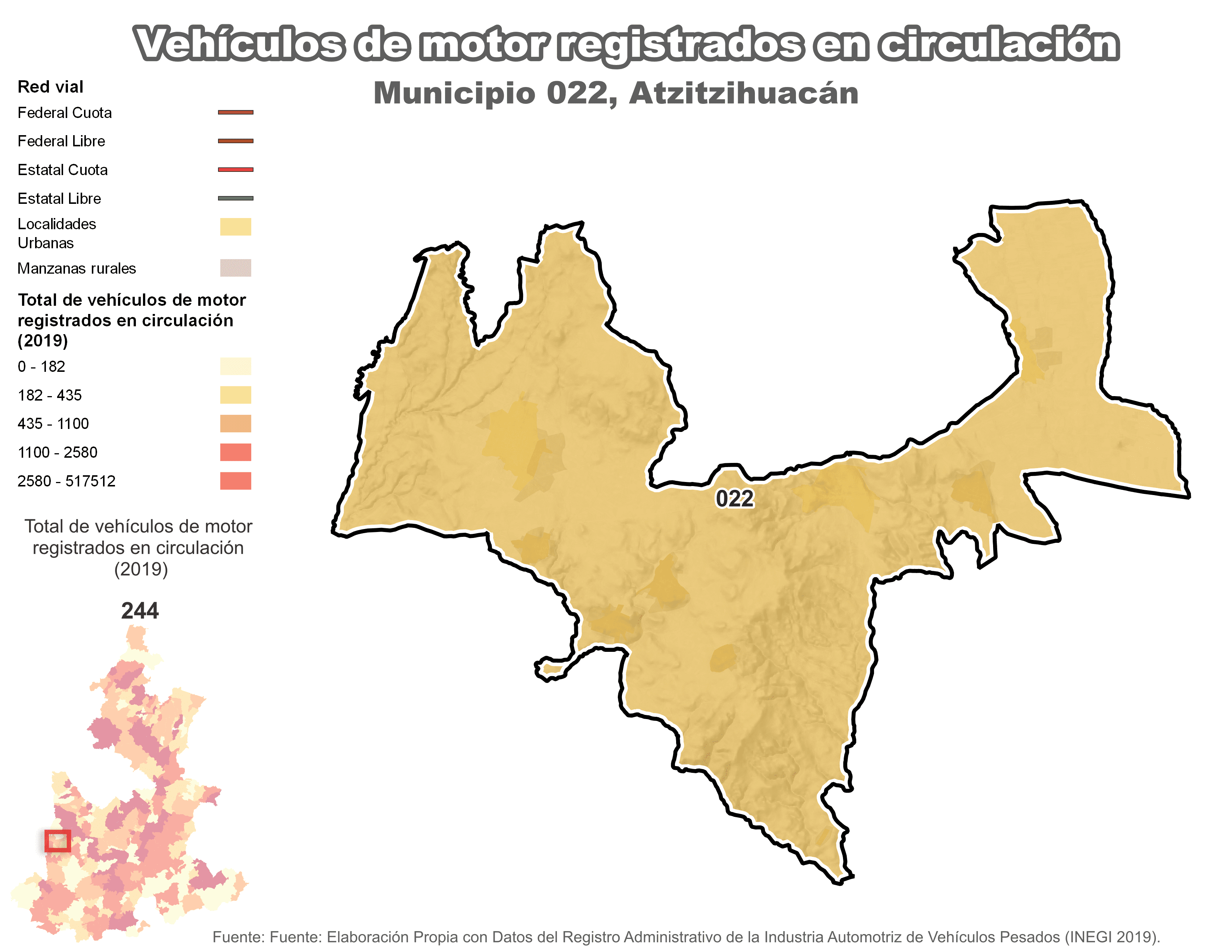 Biblioteca de Mapas - Vehículos de motor municipio de Atzitzihuacán