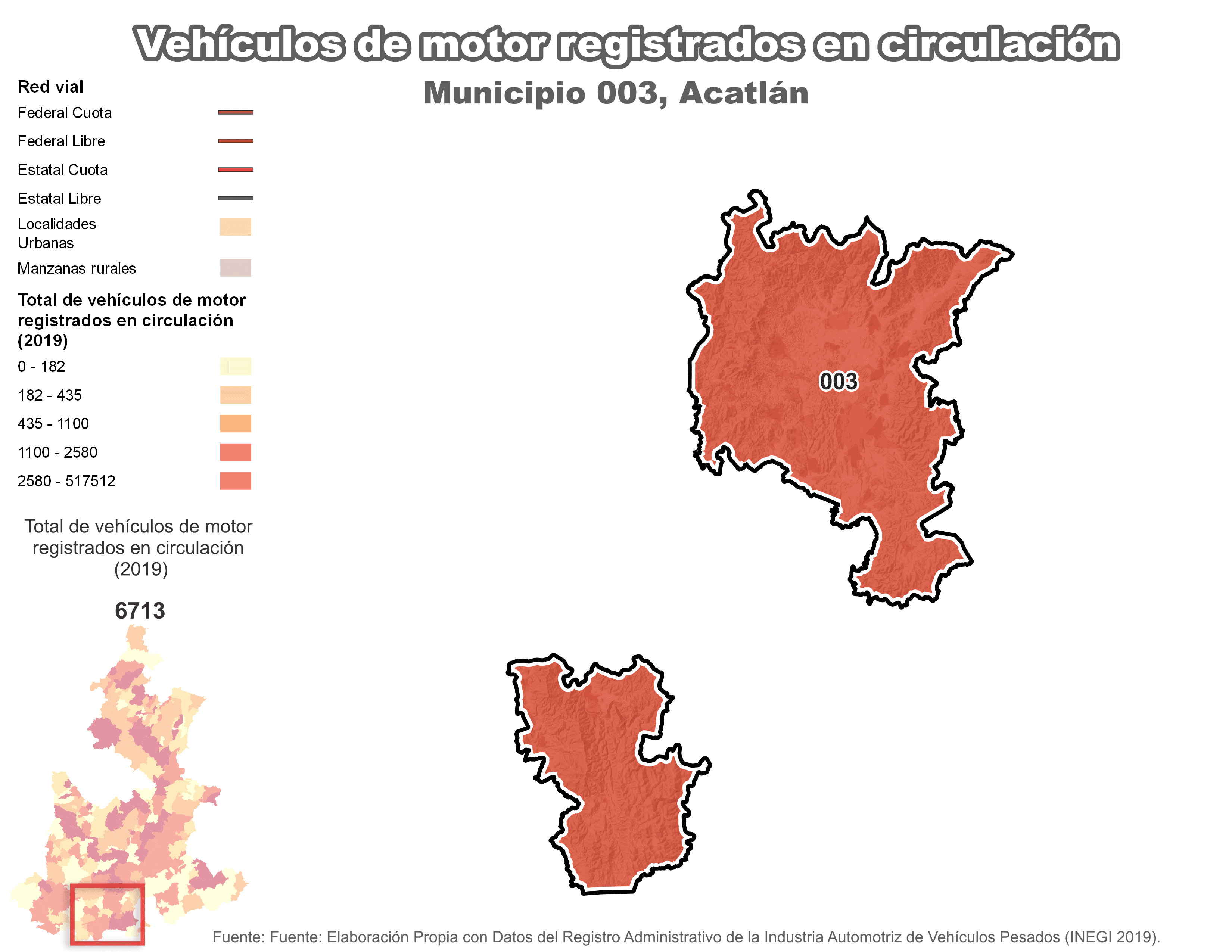 Biblioteca de Mapas - Vehículos de motor municipio de Acatlán