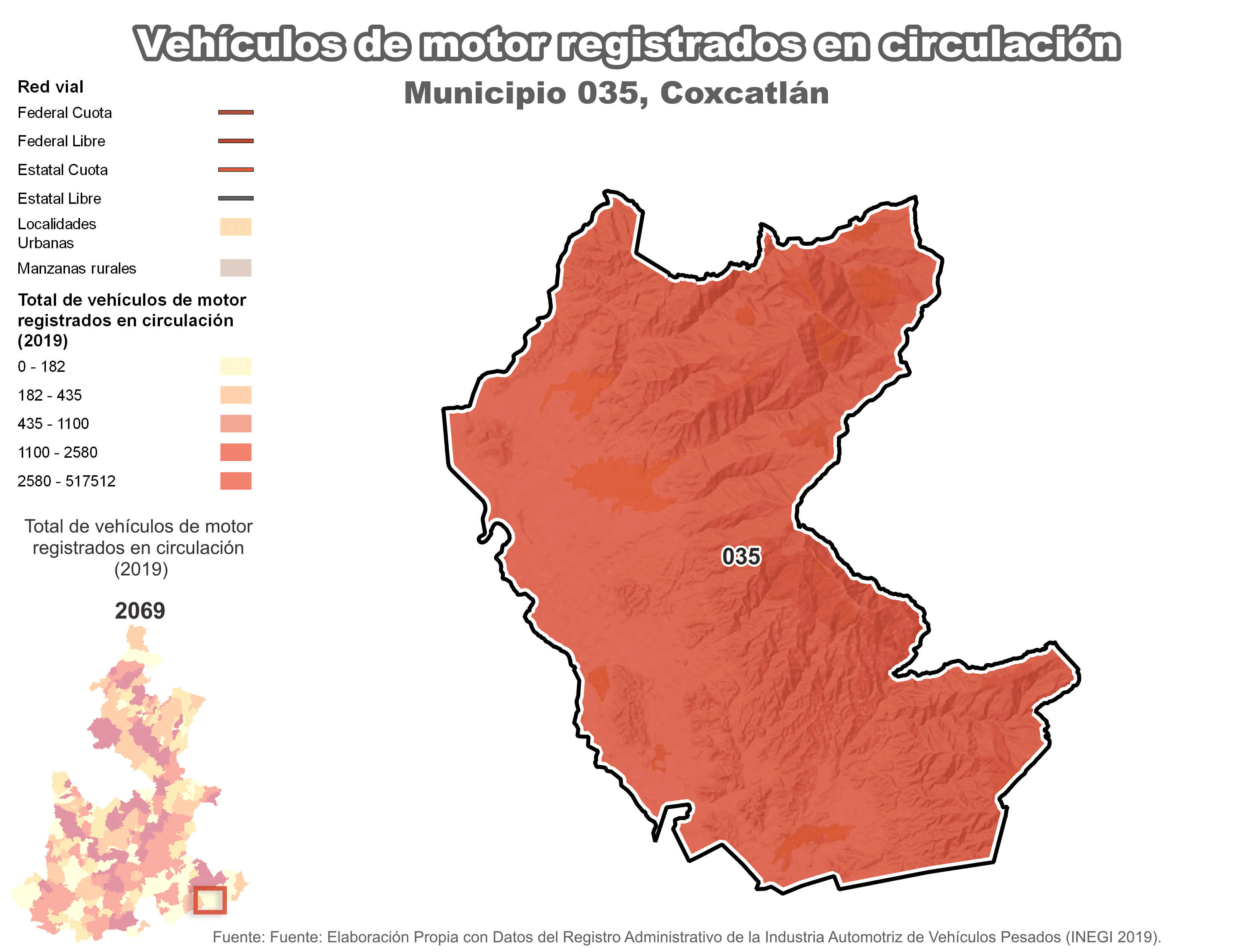 Biblioteca de Mapas - Vehículos de motor municipio de Coxcatlán