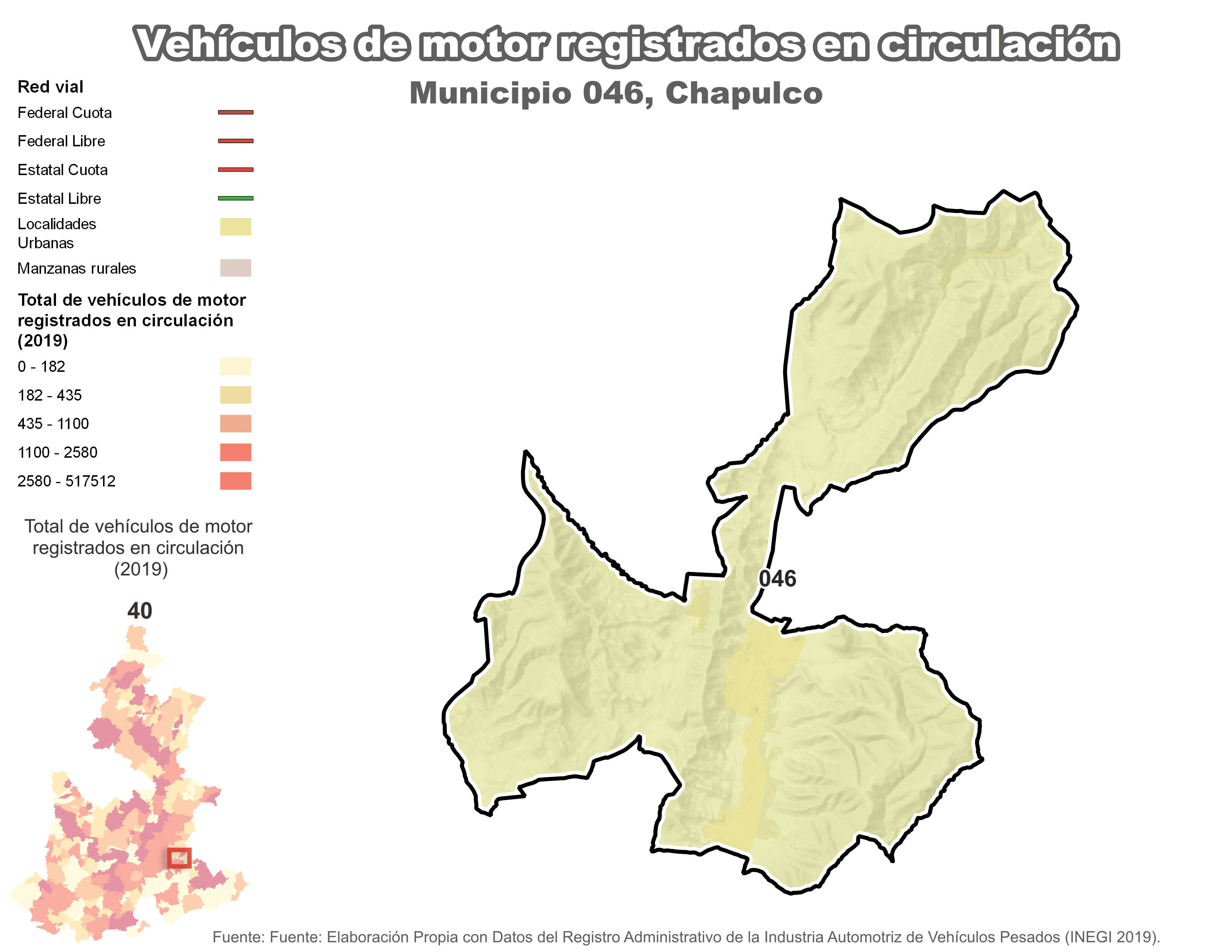 Biblioteca de Mapas - Vehículos de motor municipio de Chapulco