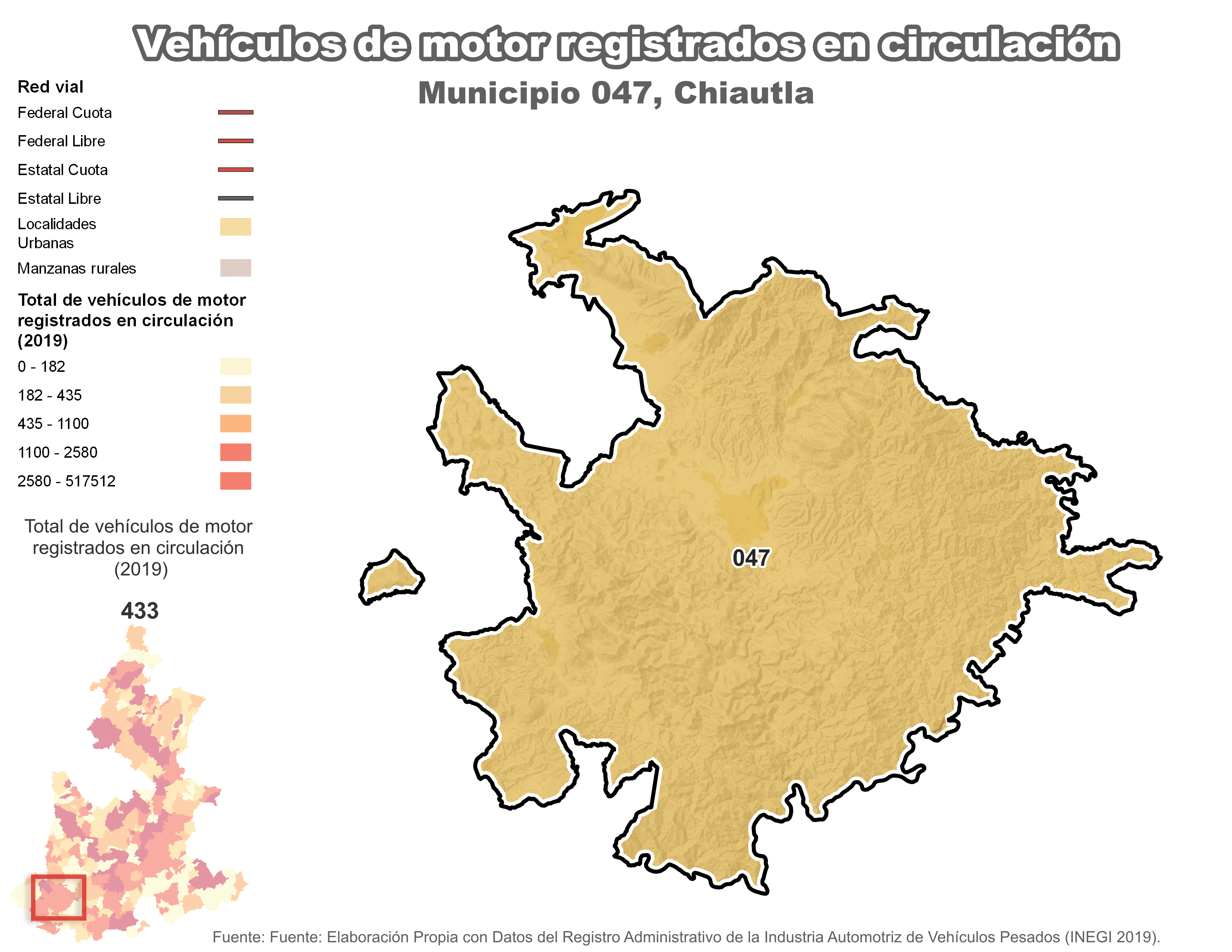 Biblioteca de Mapas - Vehículos de motor municipio de Chiautla