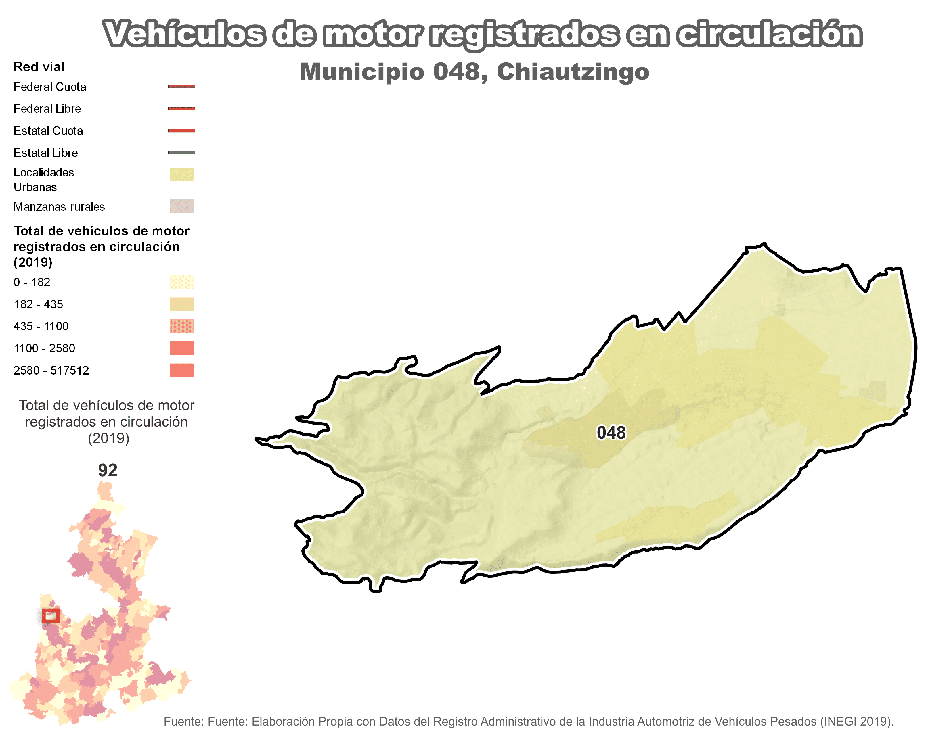 Biblioteca de Mapas - Vehículos de motor municipio de Chiautzingo