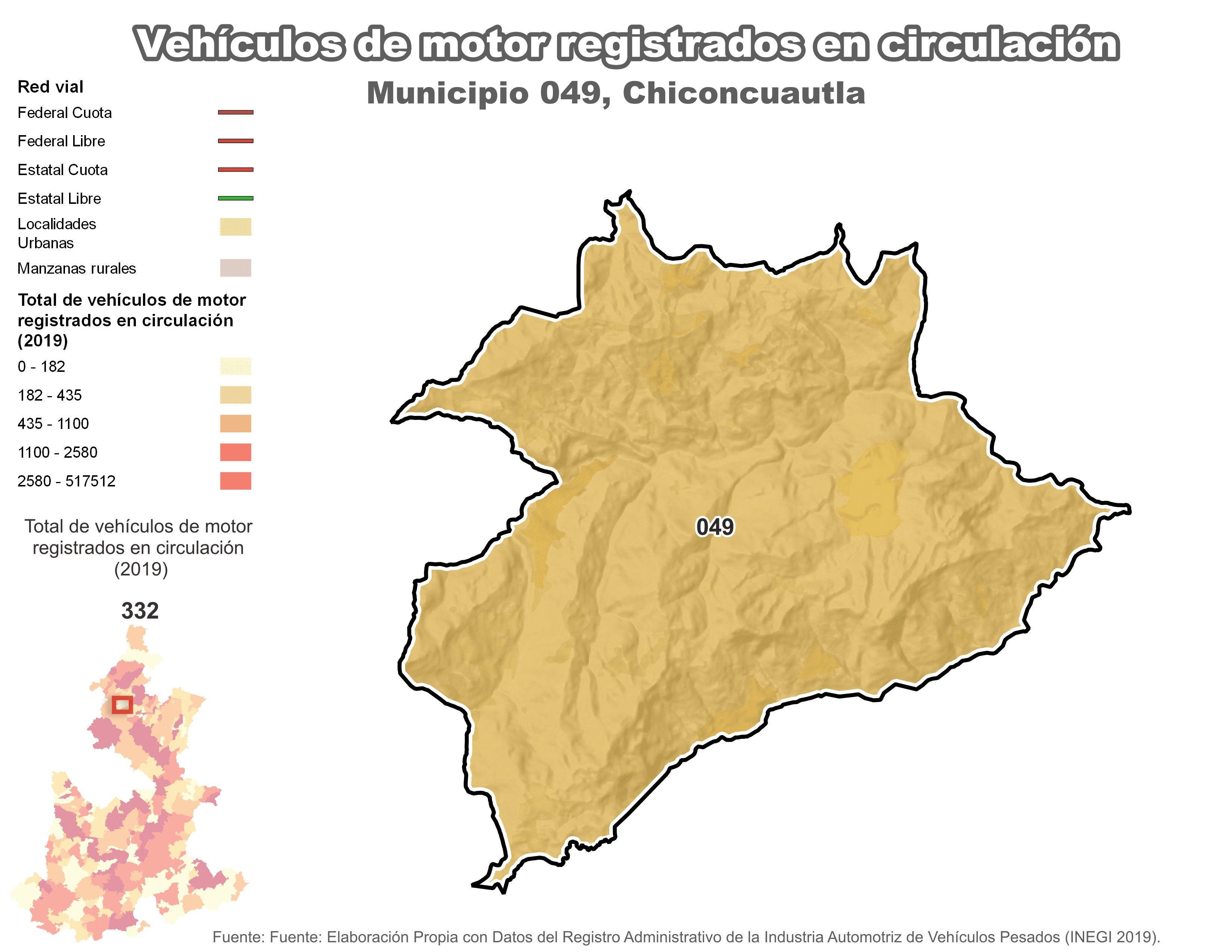 Biblioteca de Mapas - Vehículos de motor municipio de Chiconcuautla