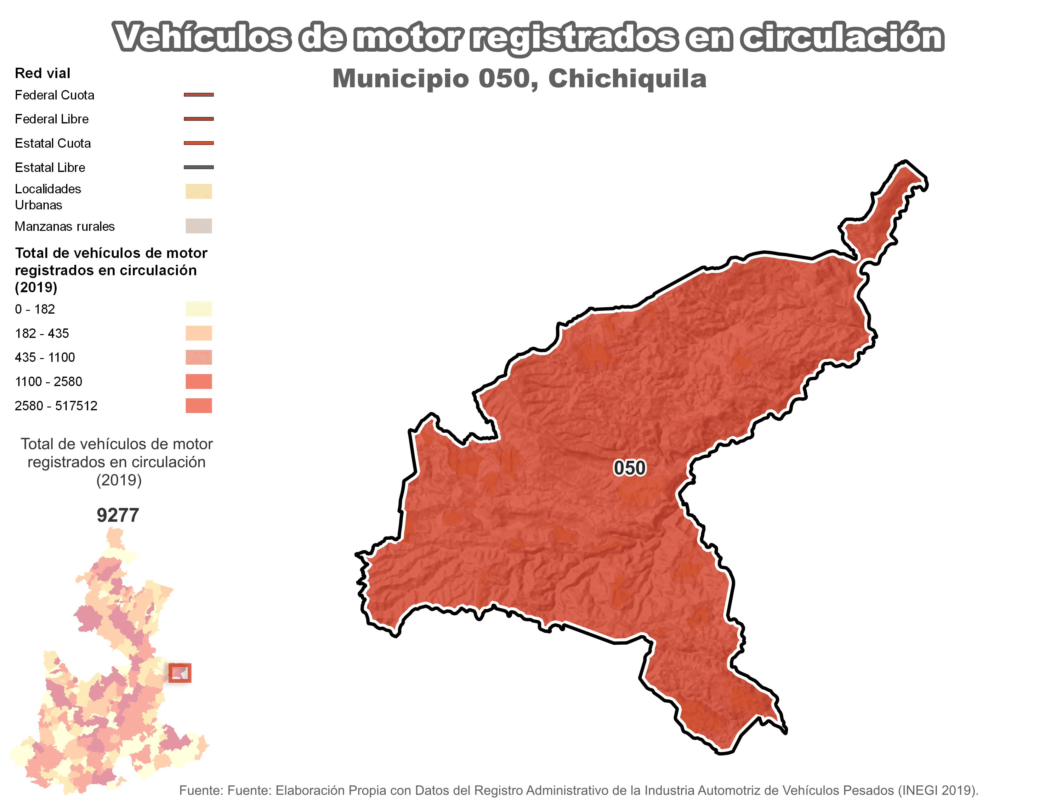 Biblioteca de Mapas - Vehículos de motor municipio de Chichiquila