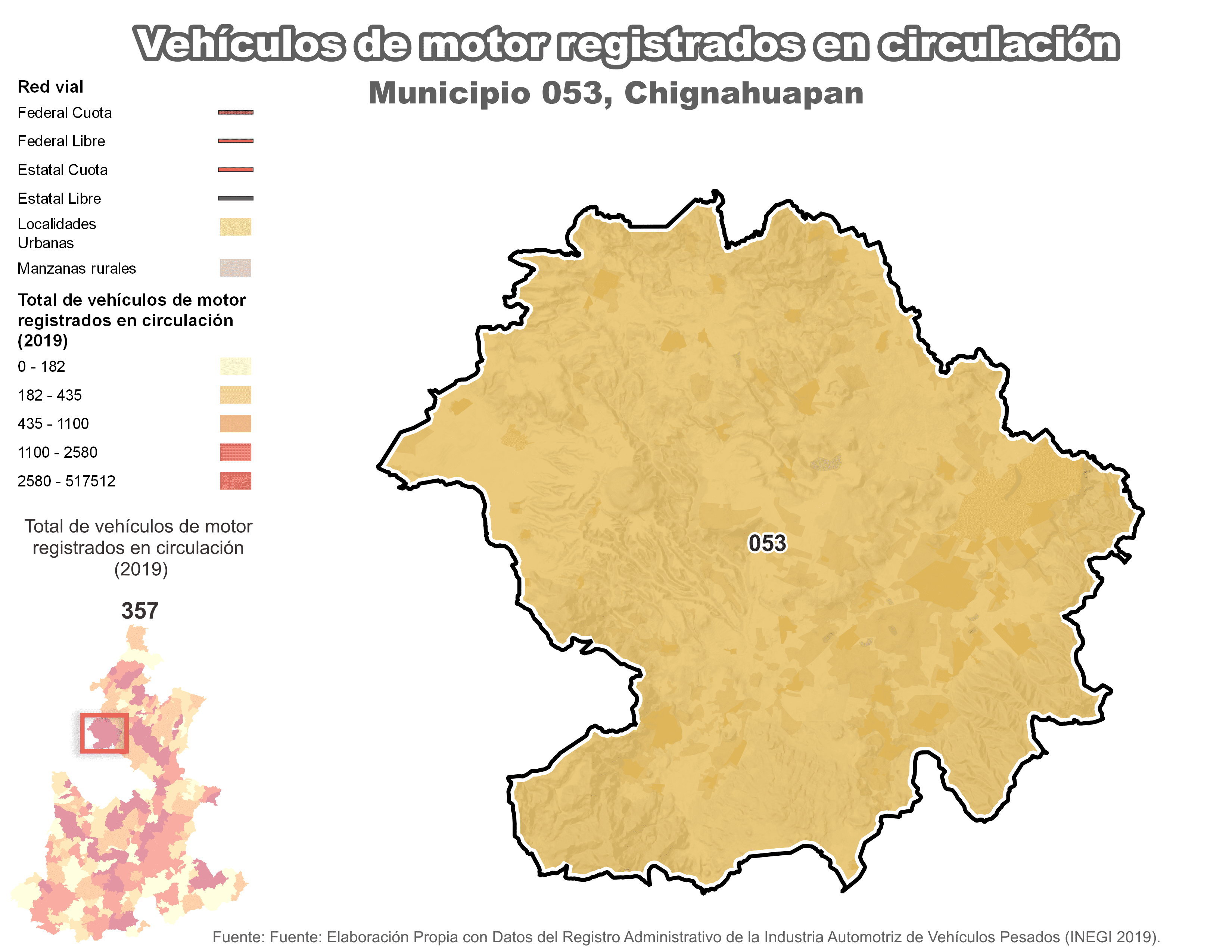 Biblioteca de Mapas - Vehículos de motor municipio de Chignahuapan