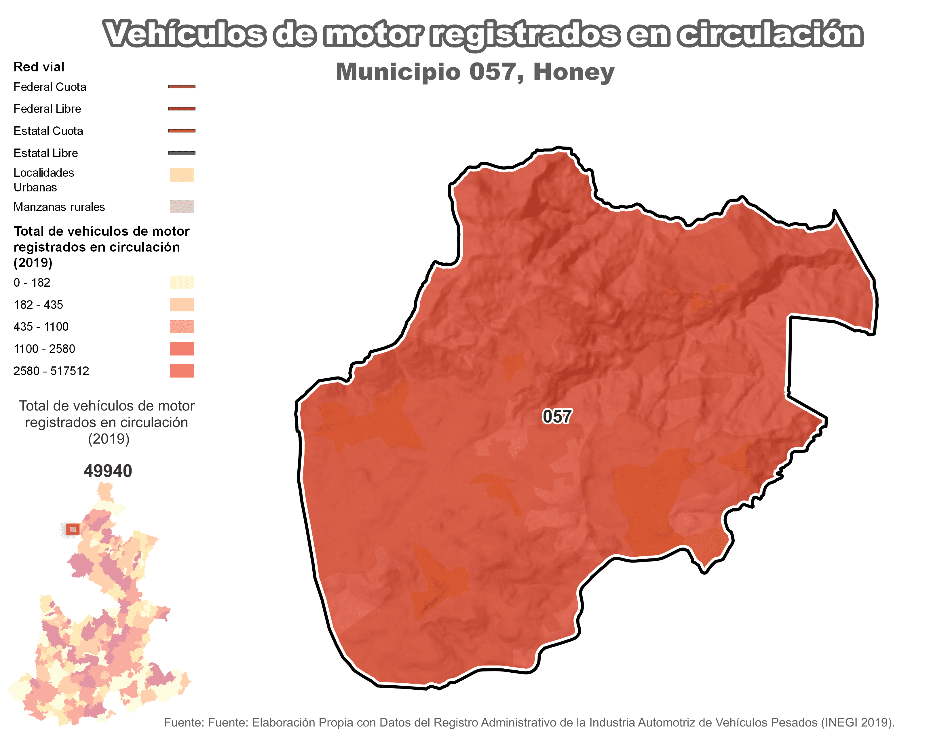 Biblioteca de Mapas - Vehículos de motor municipio de Honey