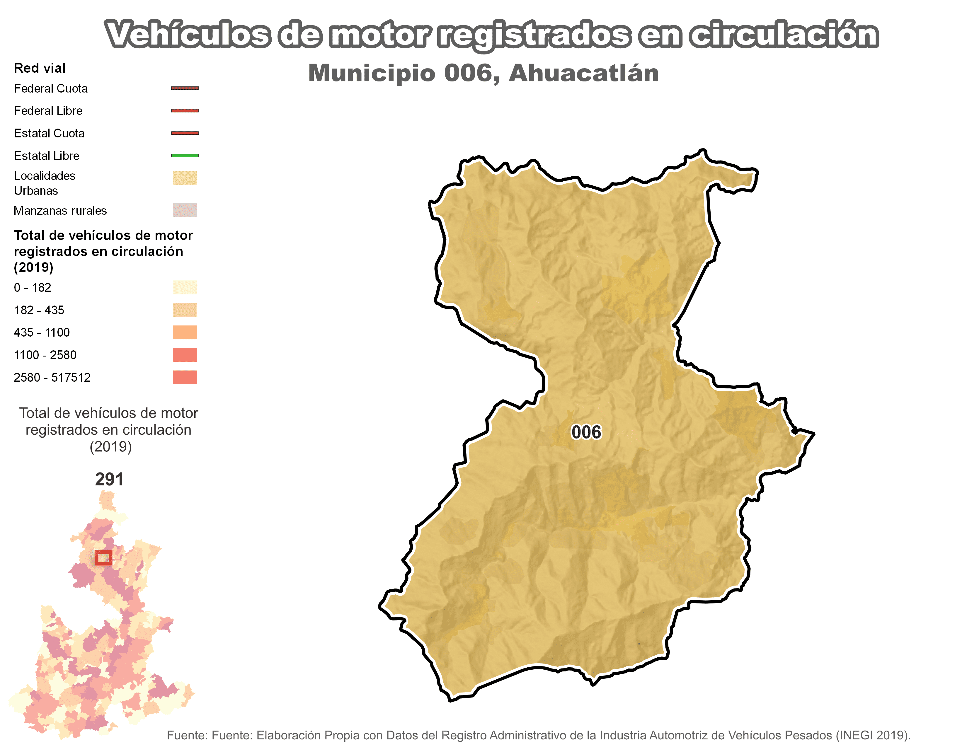 Biblioteca de Mapas - Vehículos de motor municipio de Ahuacatlán