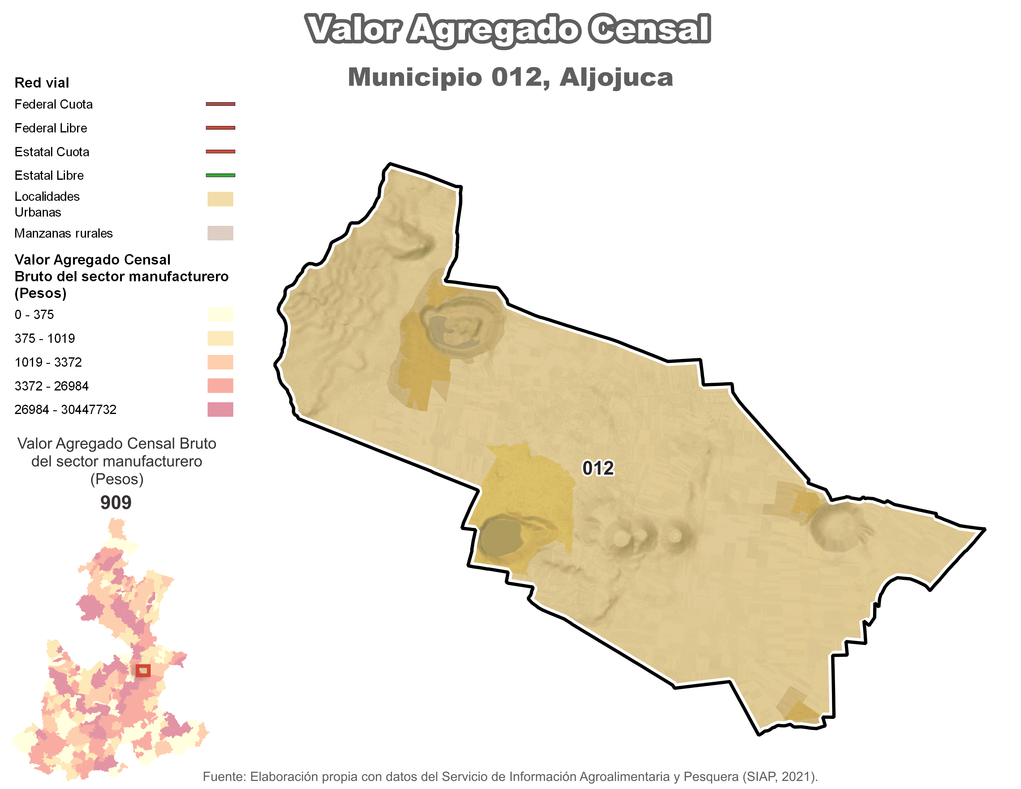 Biblioteca de Mapas - Valor agregado censal en municipio de Aljojuca