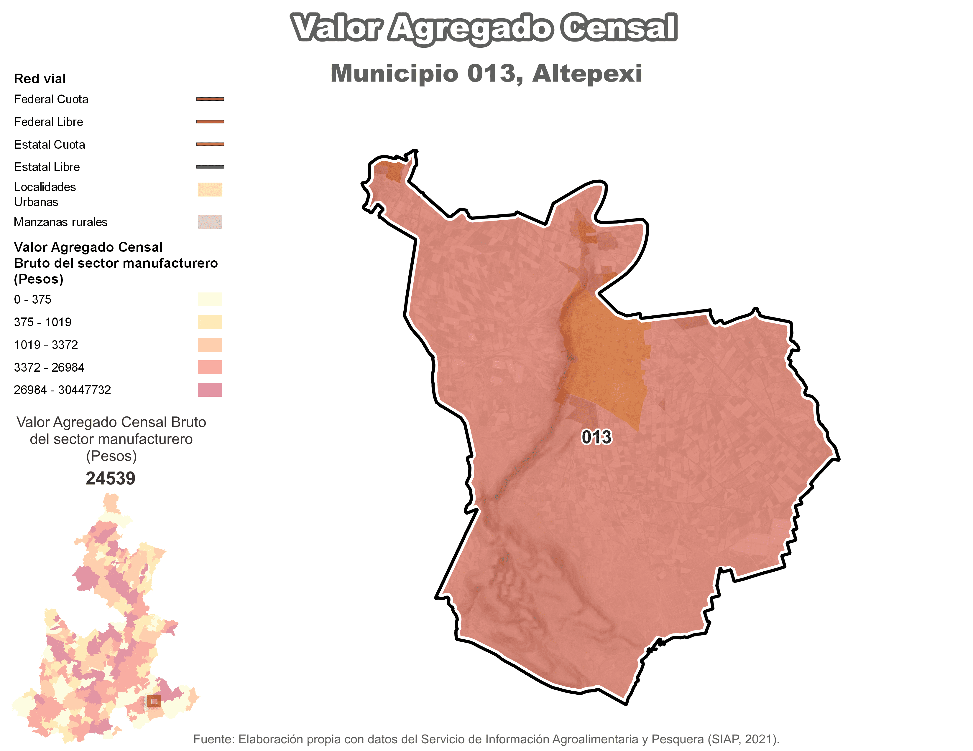 Biblioteca de Mapas - Valor agregado censal en municipio de Altepexi