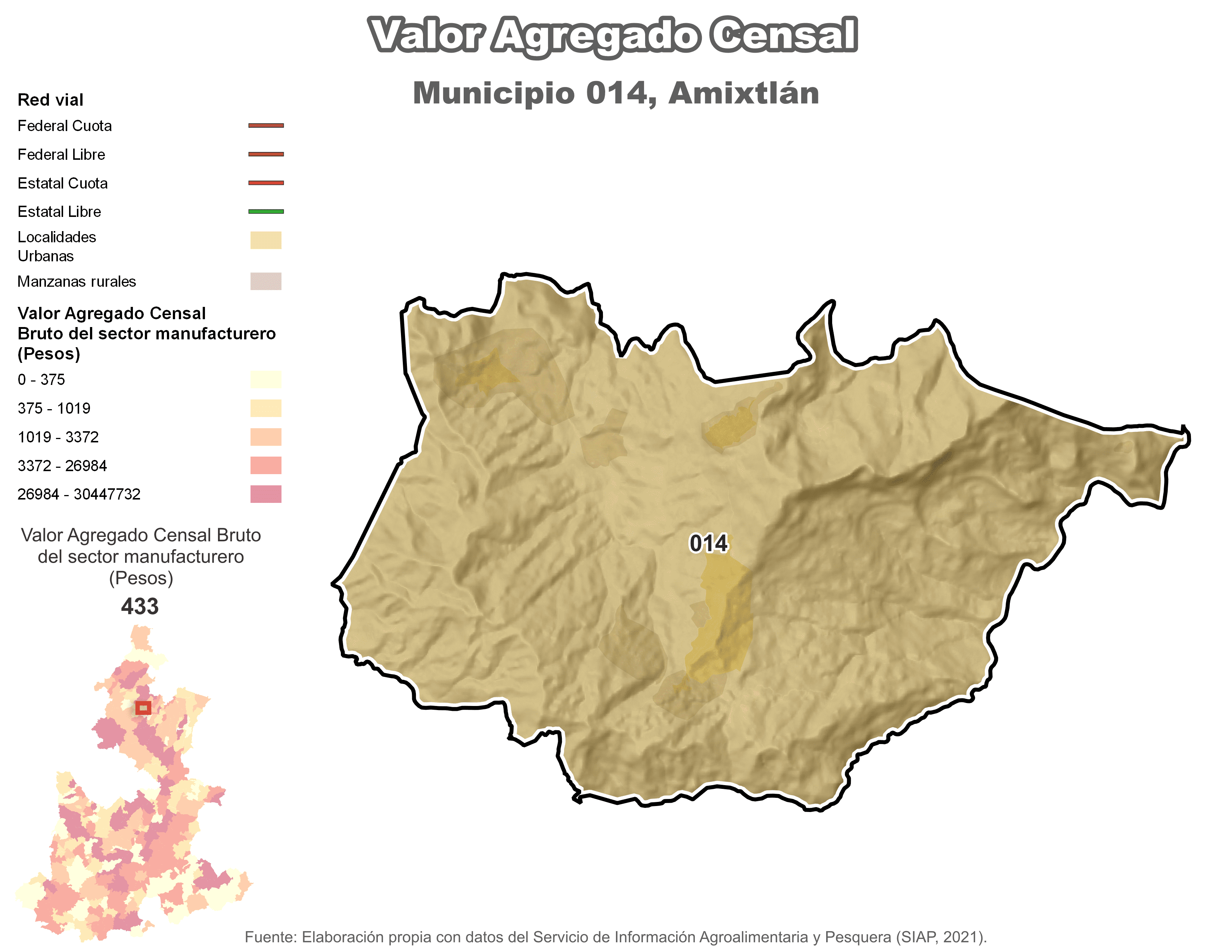 Biblioteca de Mapas - Valor agregado censal en municipio de Amixtlán