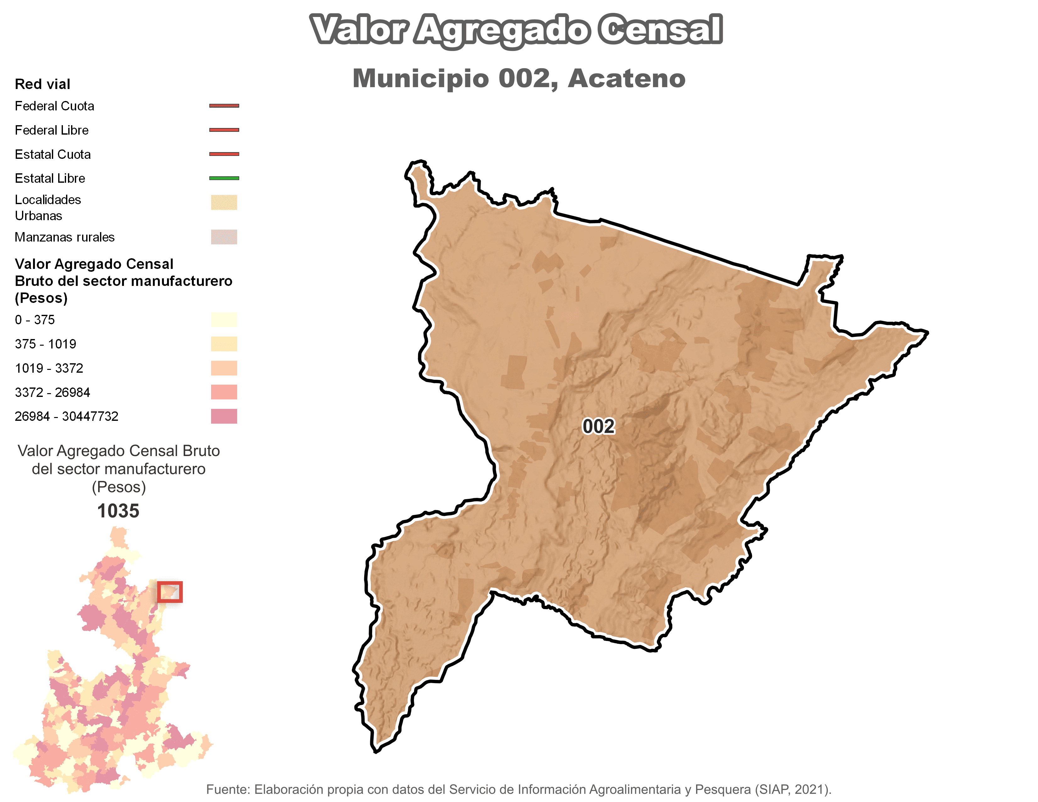 Biblioteca de Mapas - Valor agregado censal en municipio de Acateno