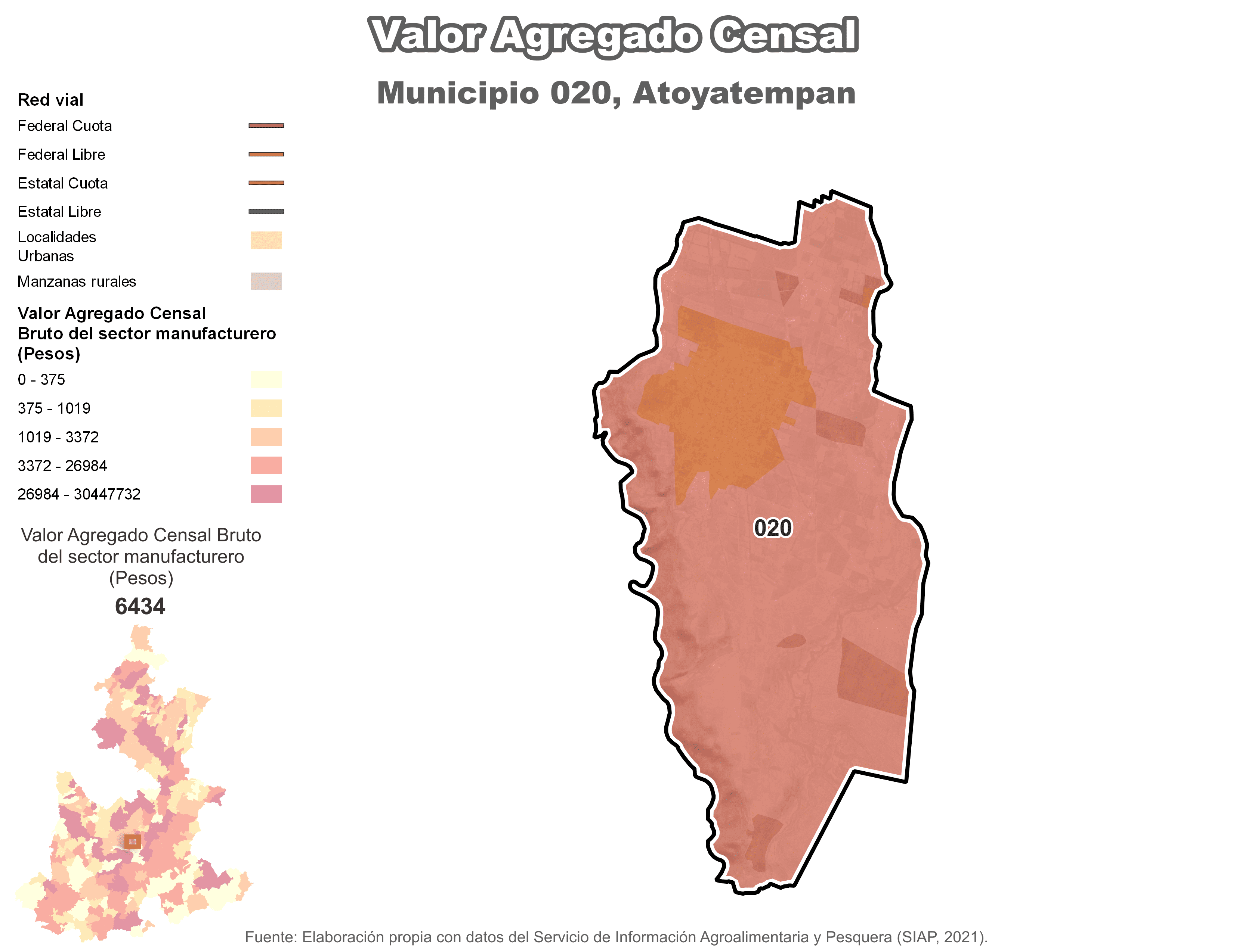 Biblioteca de Mapas - Valor agregado censal en municipio de Atoyatempan