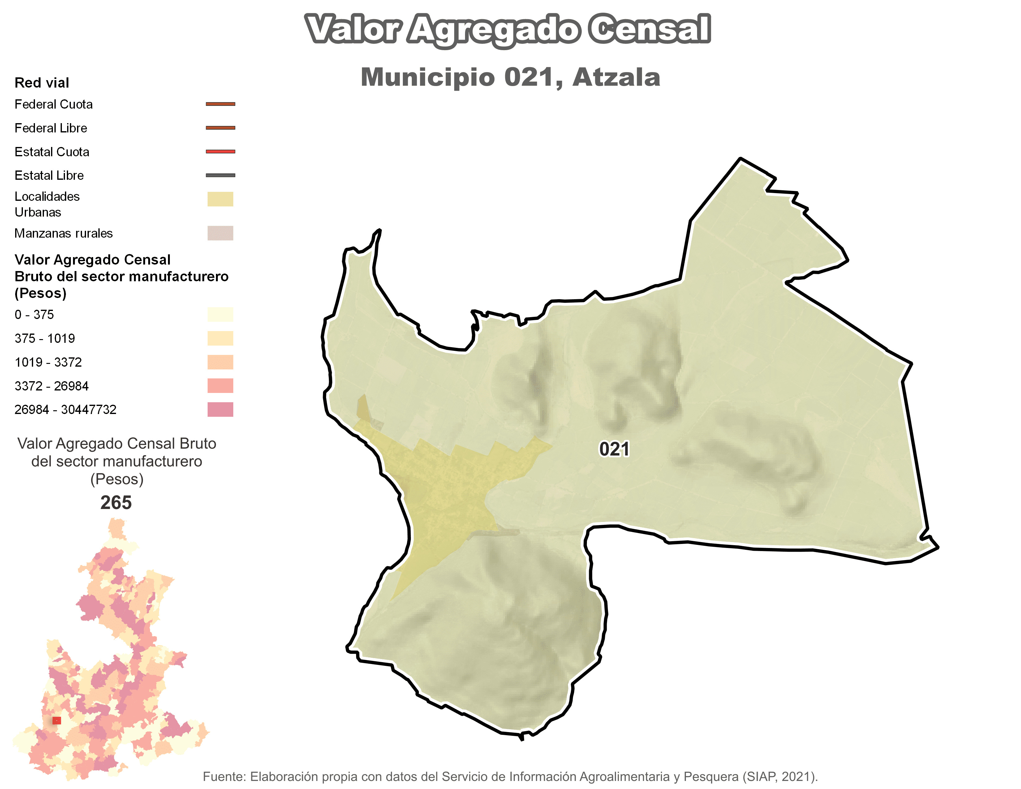 Biblioteca de Mapas - Valor agregado censal en municipio de Atzala