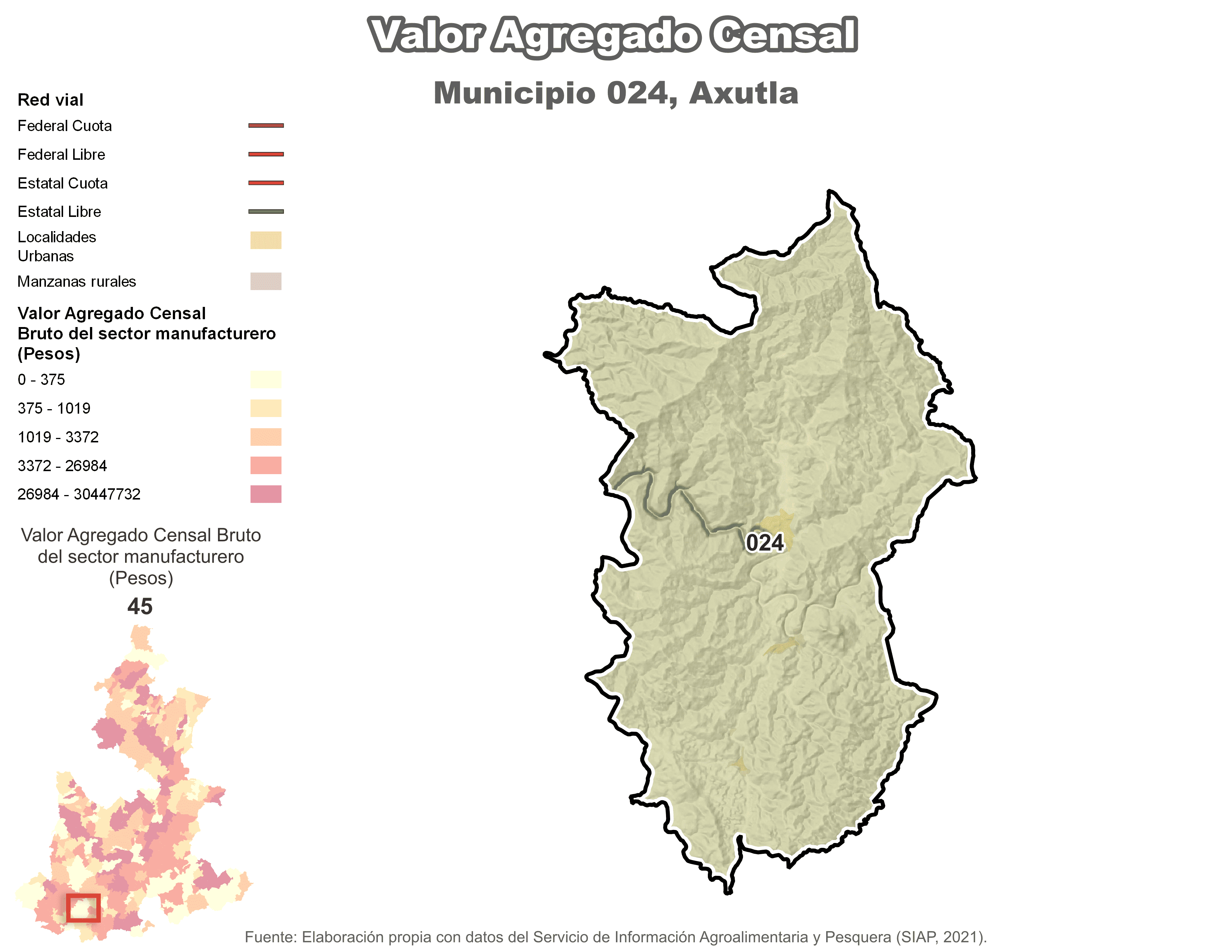 Biblioteca de Mapas - Valor agregado censal en municipio de Axutla