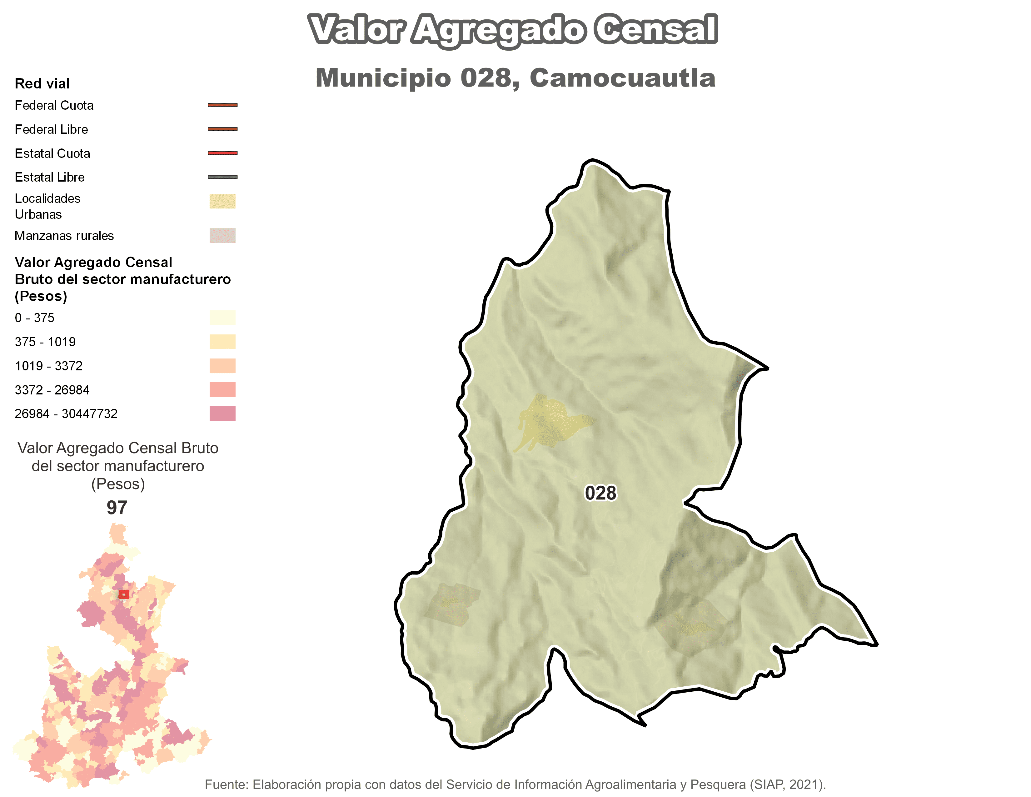 Biblioteca de Mapas - Valor agregado censal en municipio de Camocuautla