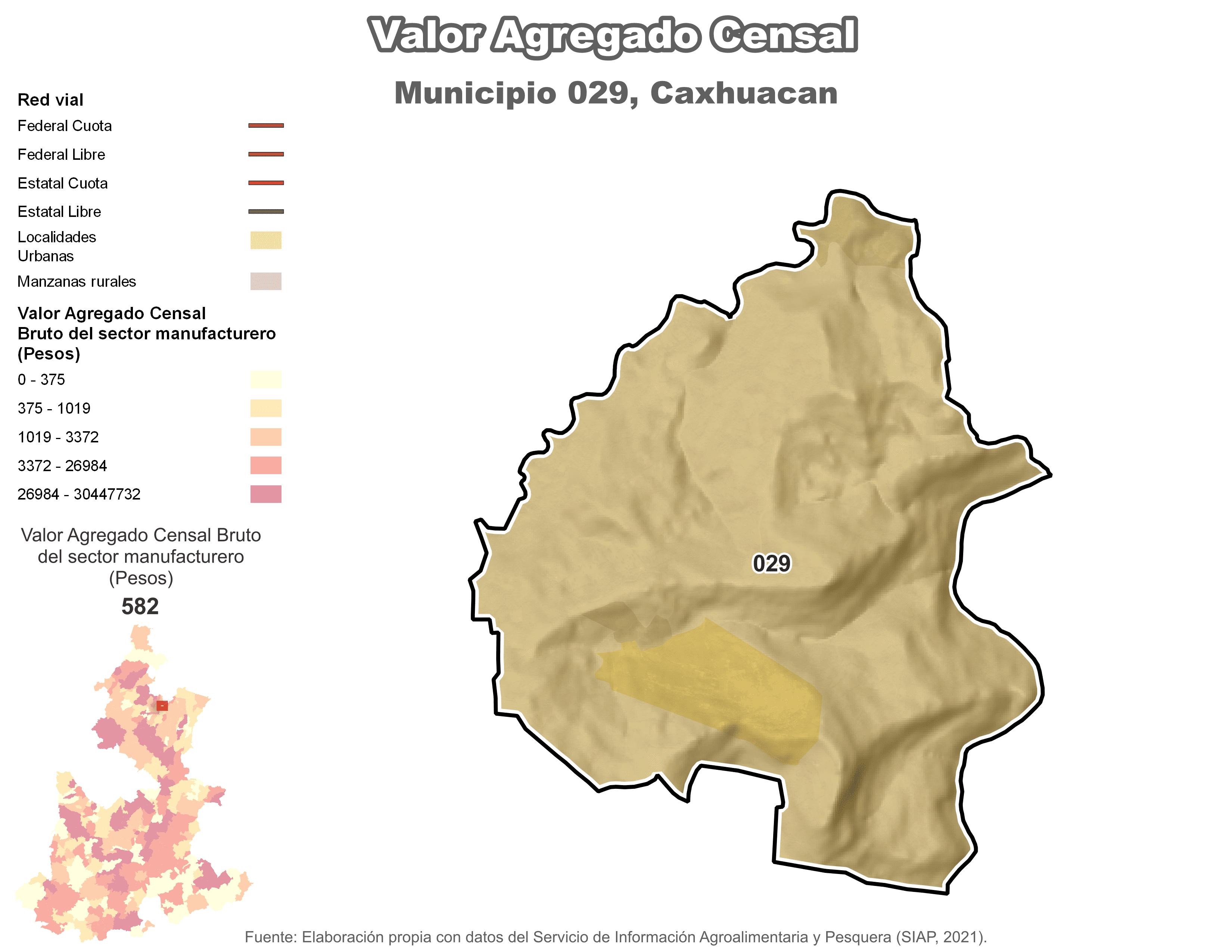 Biblioteca de Mapas - Valor agregado censal en municipio de Caxhuacan