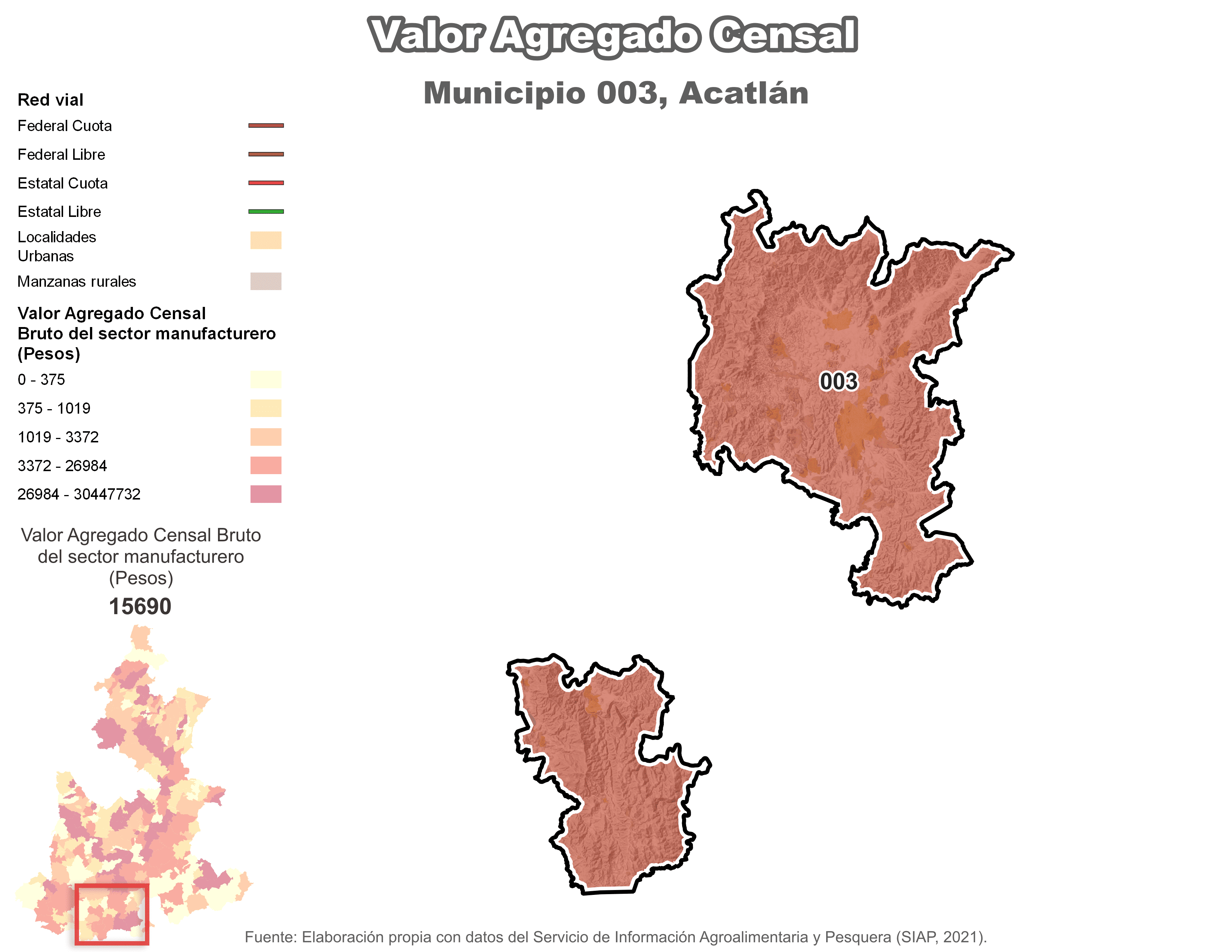 Biblioteca de Mapas - Valor agregado censal en municipio de Acatlán