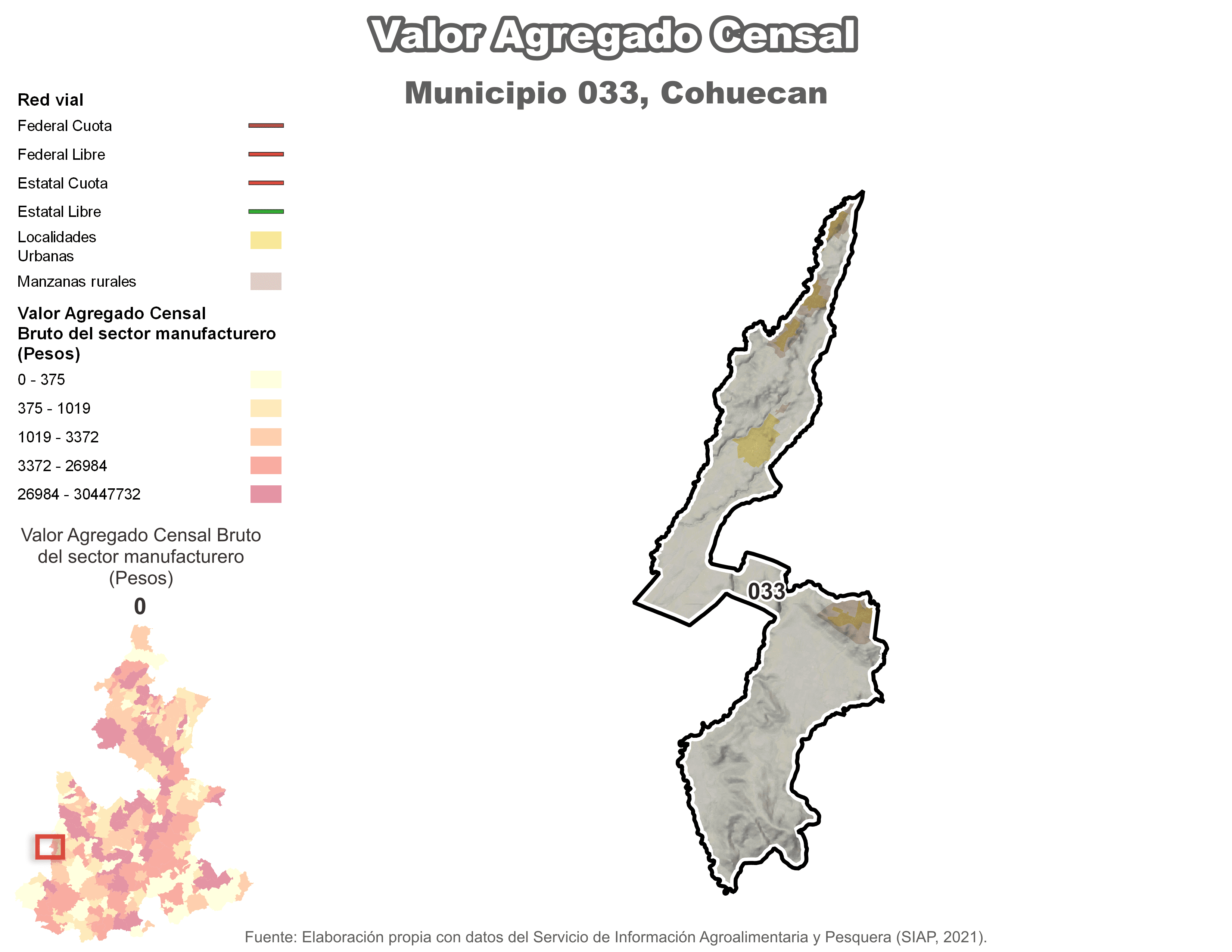 Biblioteca de Mapas - Valor agregado censal en municipio de Cohuecan