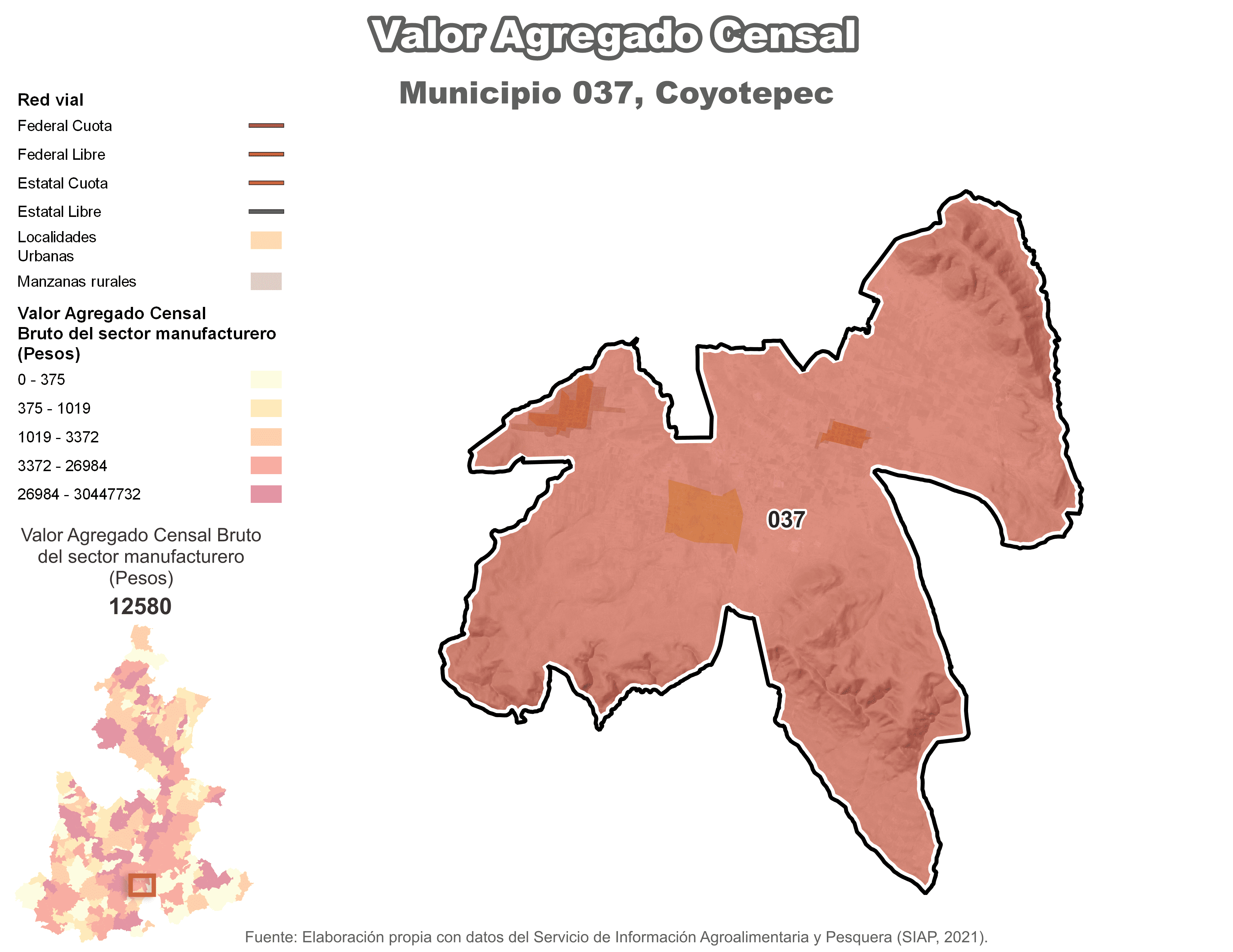 Biblioteca de Mapas - Valor agregado censal en municipio de Coyotepec