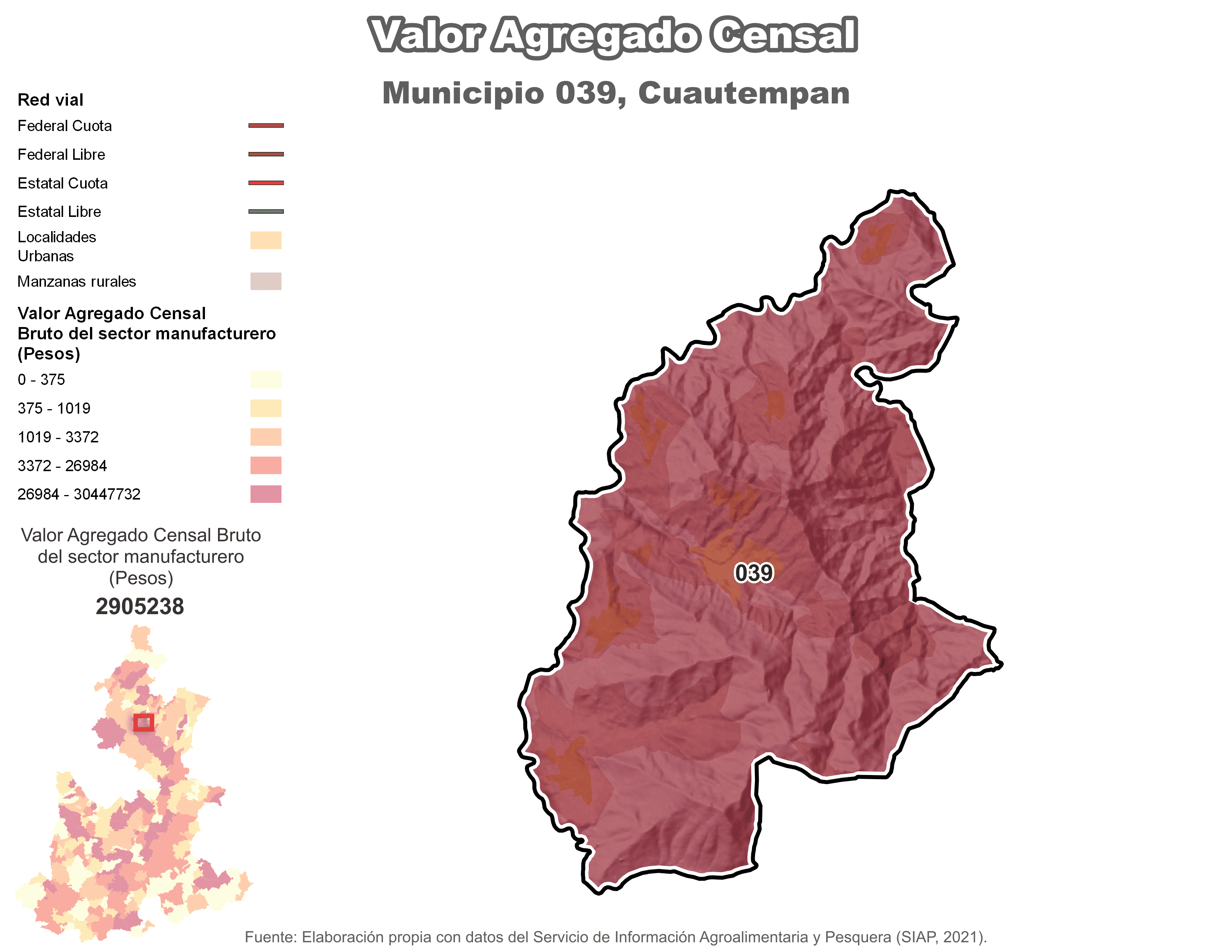 Biblioteca de Mapas - Valor agregado censal en municipio de Cuautempan