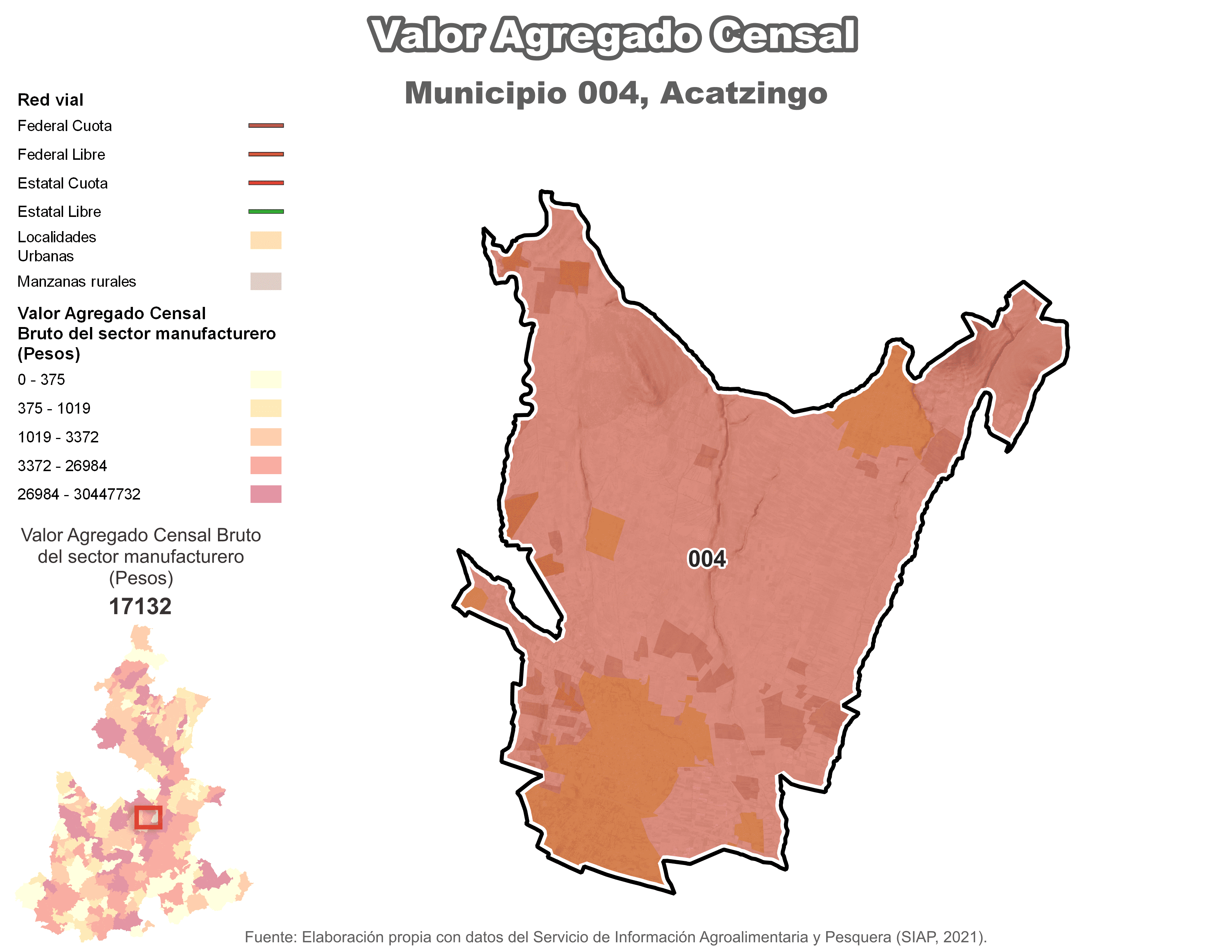 Biblioteca de Mapas - Valor agregado censal en municipio de Acatzingo