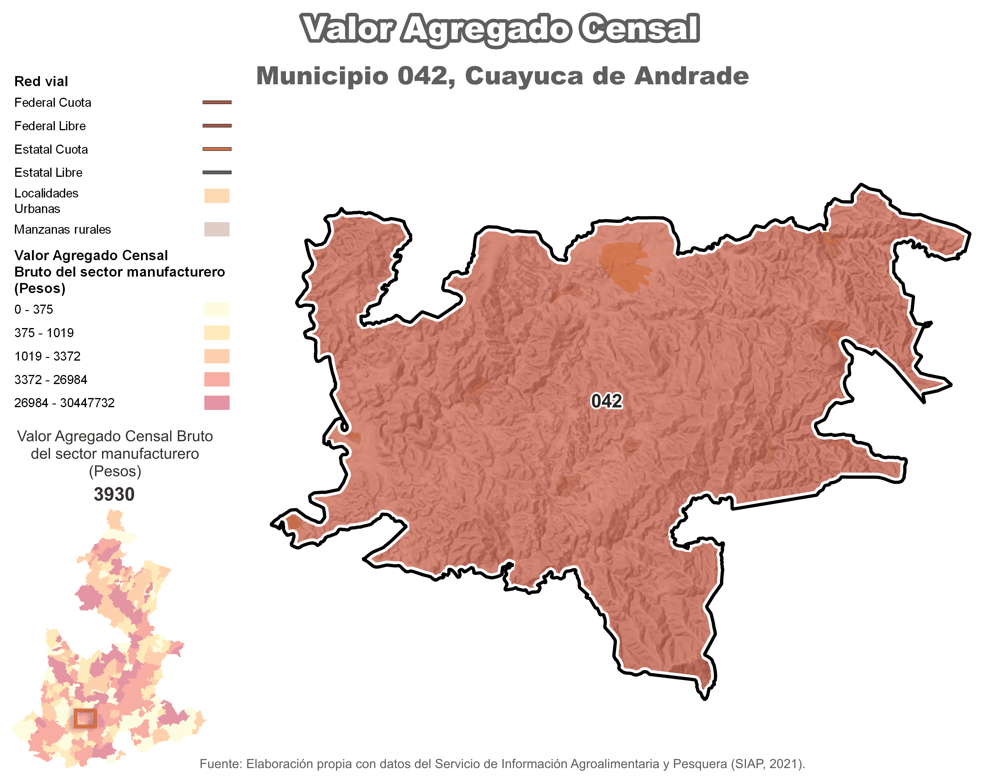 Biblioteca de Mapas - Valor agregado censal en municipio de Cuayuca de Andrade