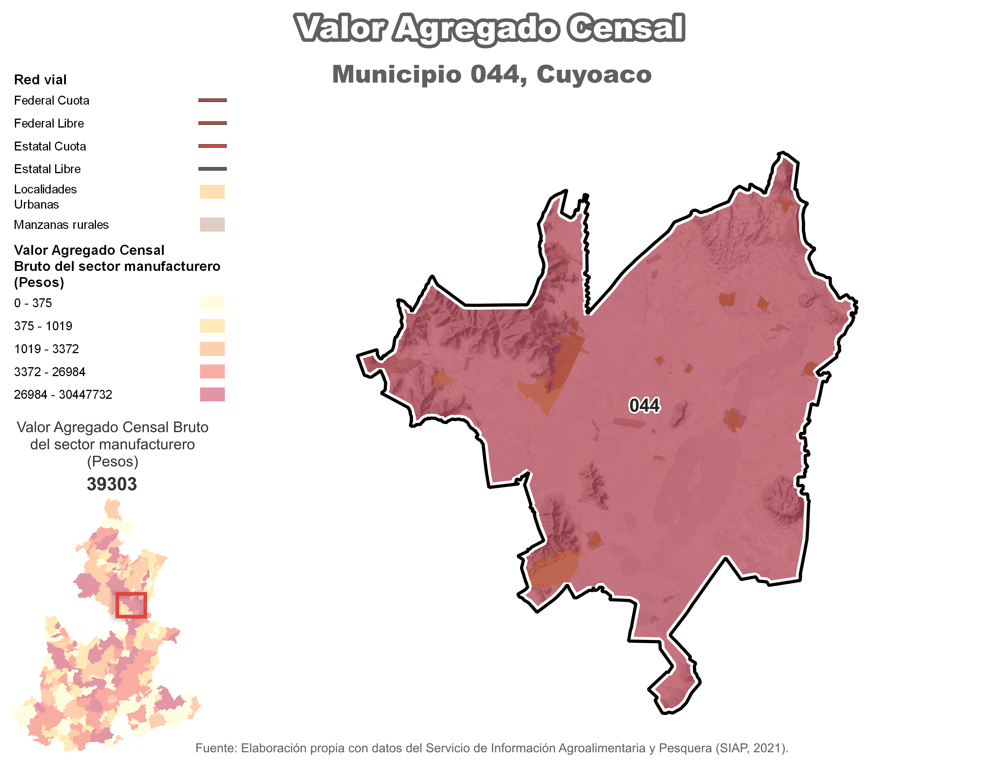 Biblioteca de Mapas - Valor agregado censal en municipio de Cuyoaco