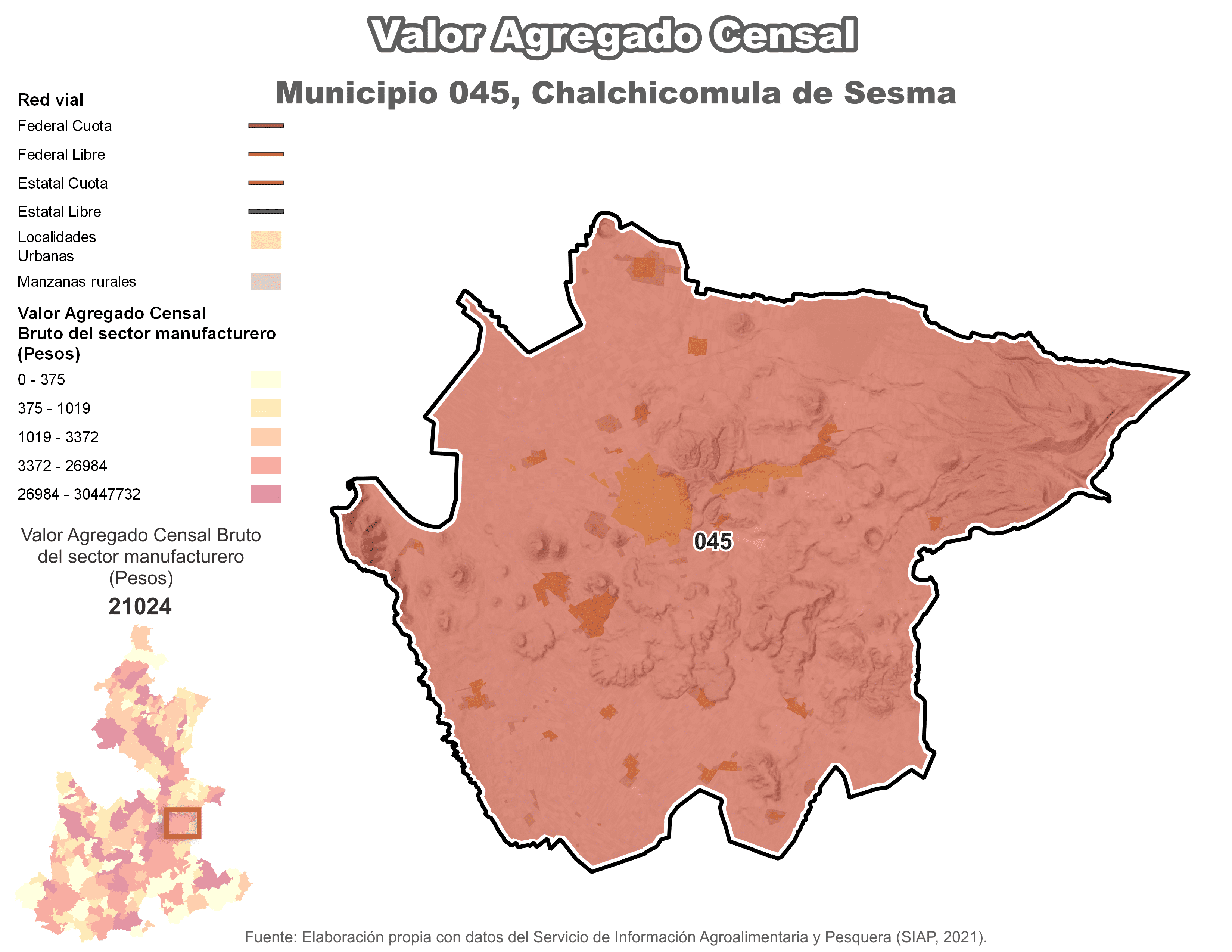 Biblioteca de Mapas - Valor agregado censal en municipio de Chalchicomula de Sesma