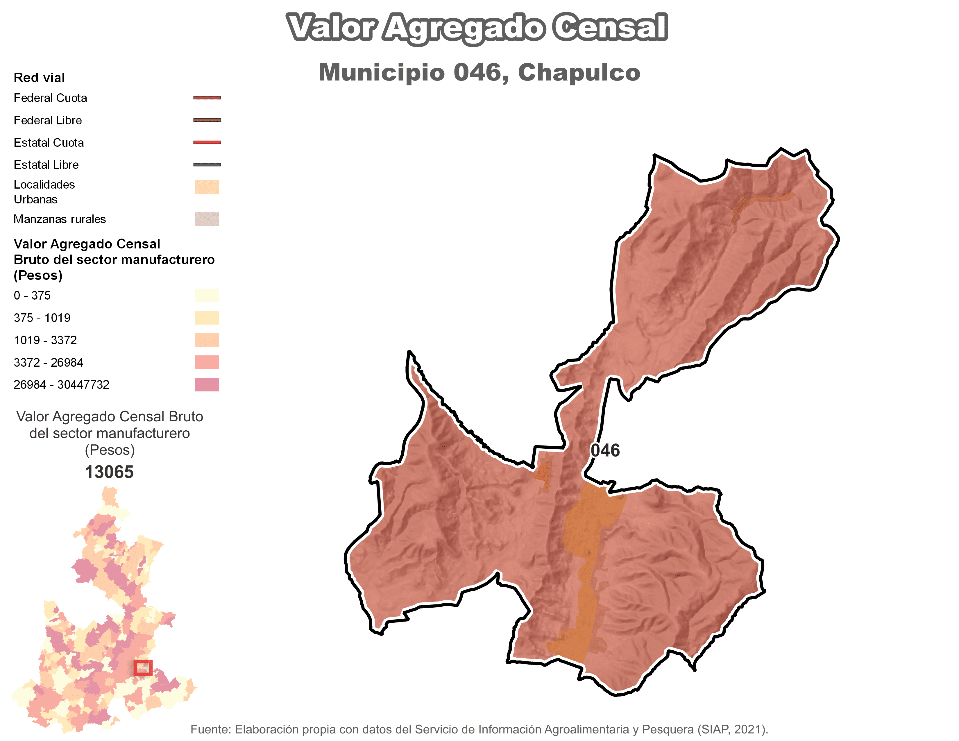 Biblioteca de Mapas - Valor agregado censal en municipio de Chapulco