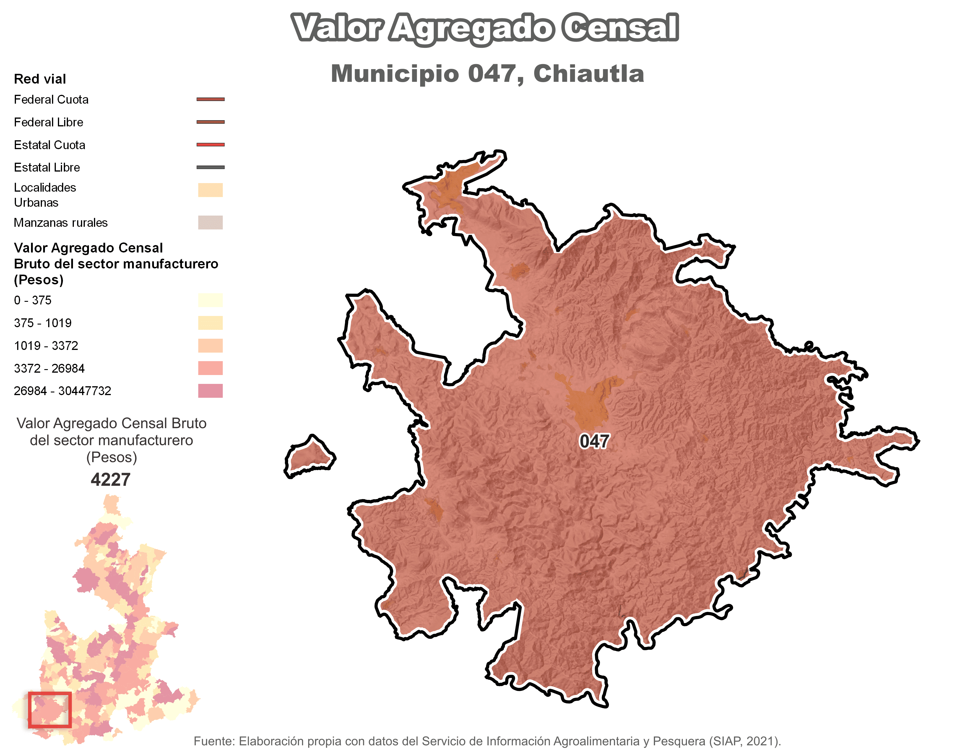 Biblioteca de Mapas - Valor agregado censal en municipio de Chiautla