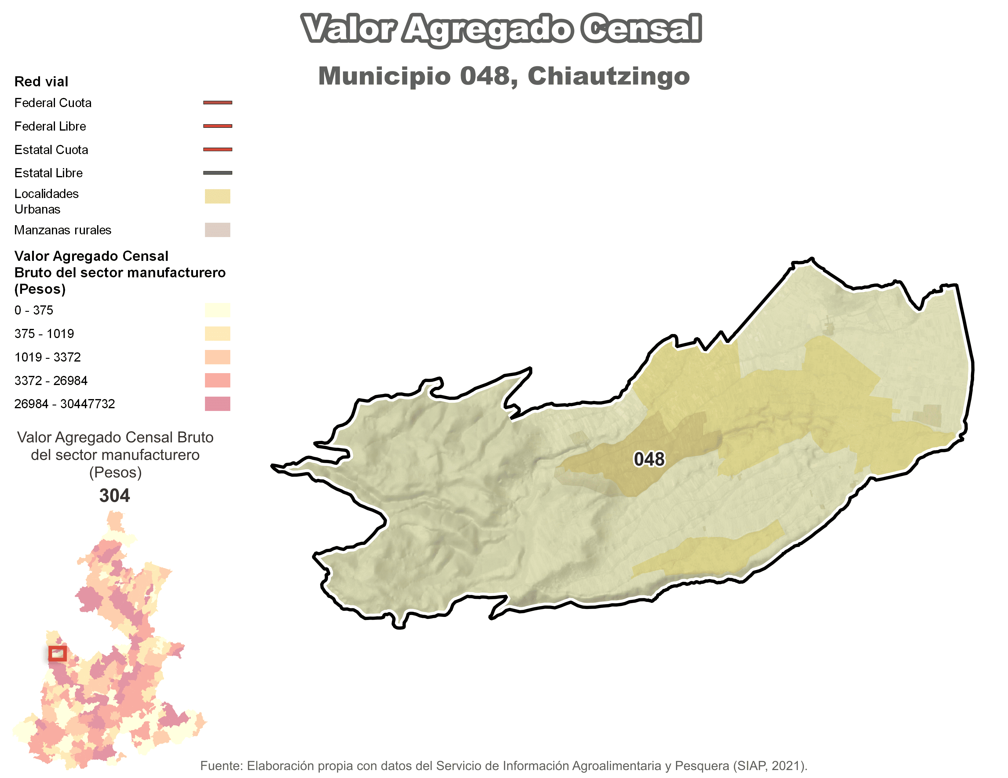 Biblioteca de Mapas - Valor agregado censal en municipio de Chiautzingo