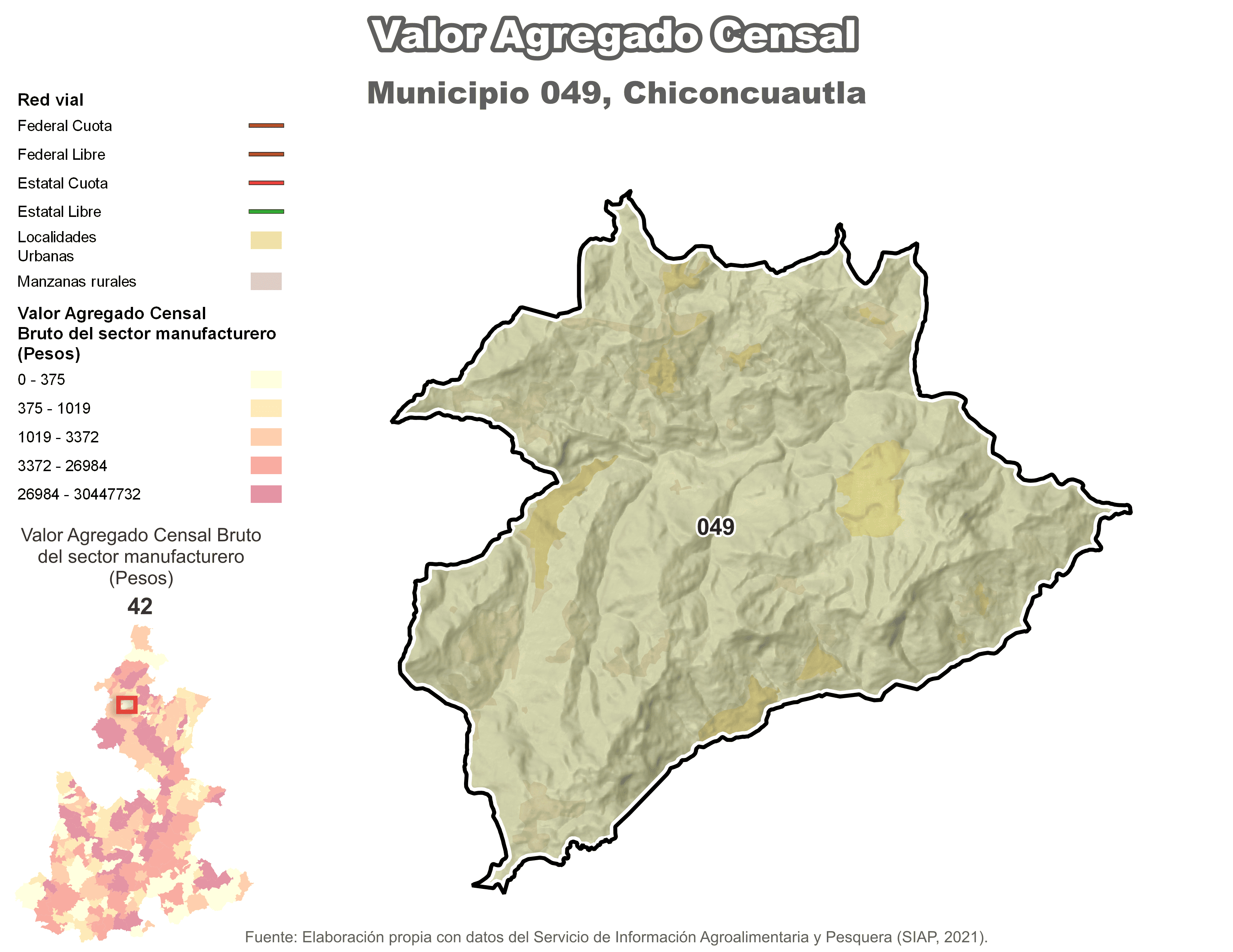 Biblioteca de Mapas - Valor agregado censal en municipio de Chiconcuautla