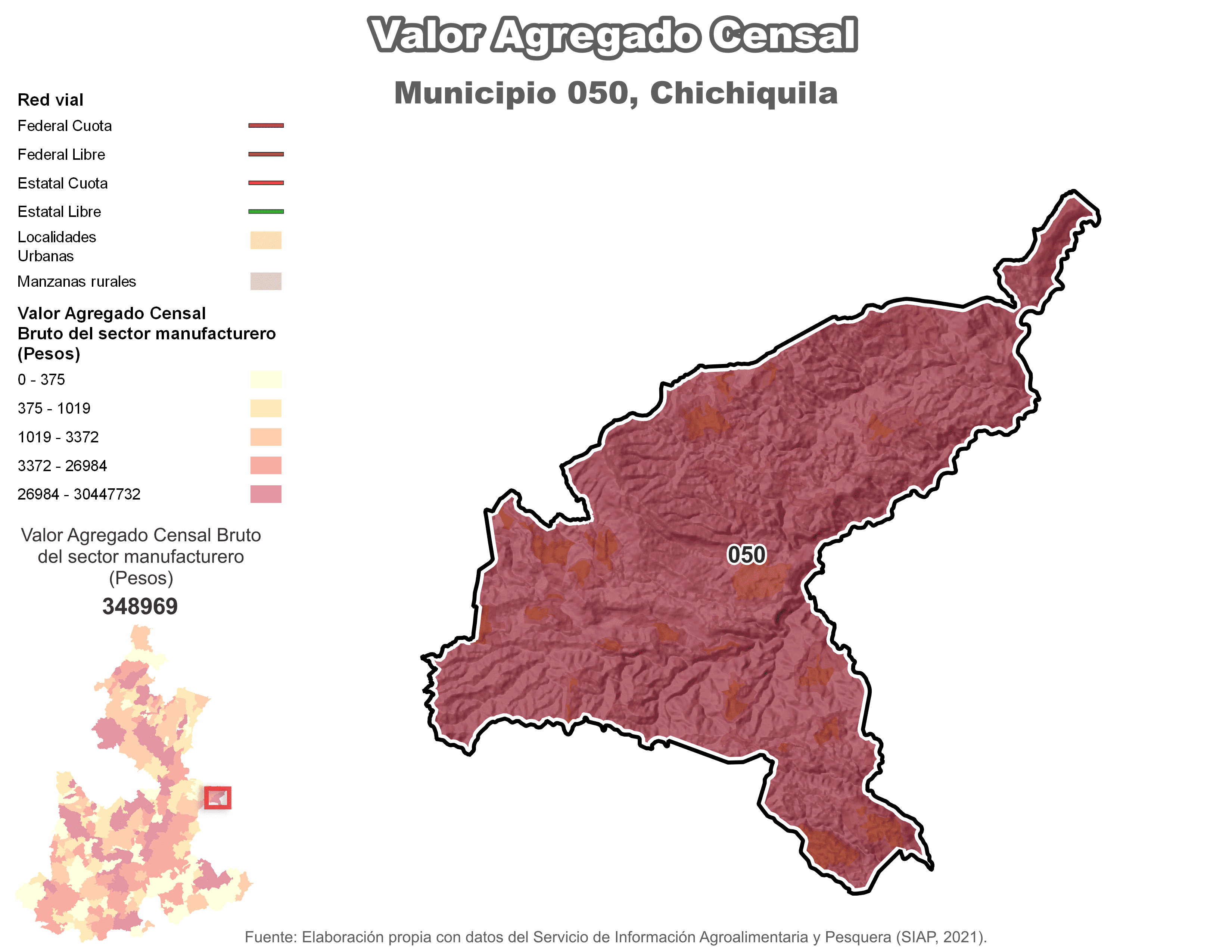 Biblioteca de Mapas - Valor agregado censal en municipio de Chichiquila