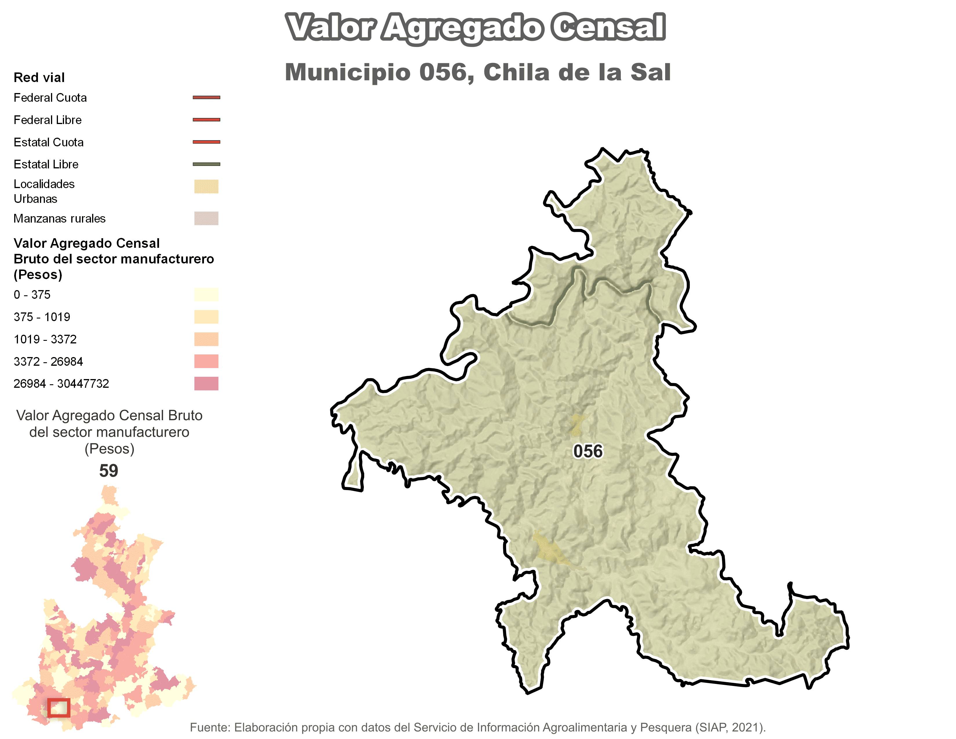 Biblioteca de Mapas - Valor agregado censal en municipio de Chila de la Sal