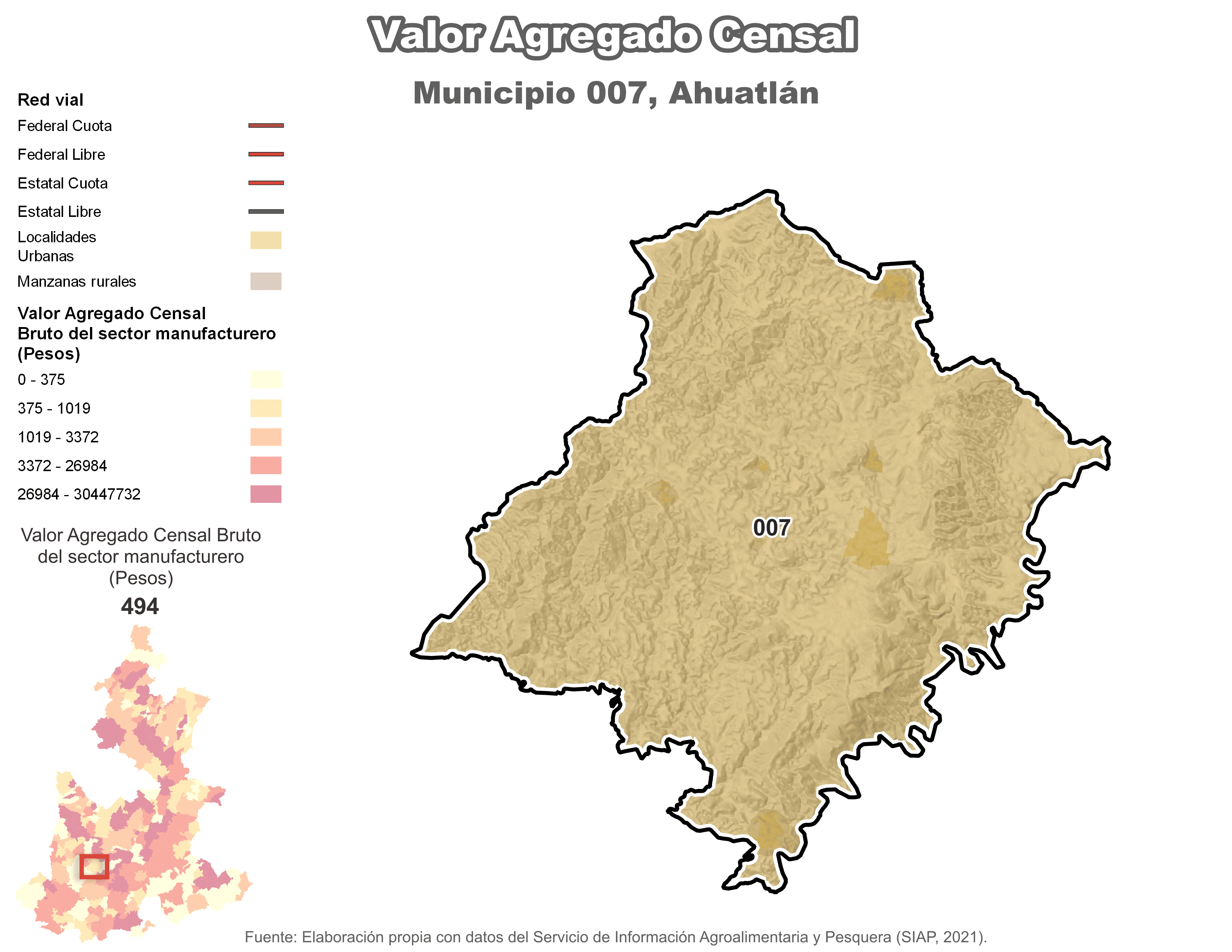 Biblioteca de Mapas - Valor agregado censal en municipio de Ahuatlán