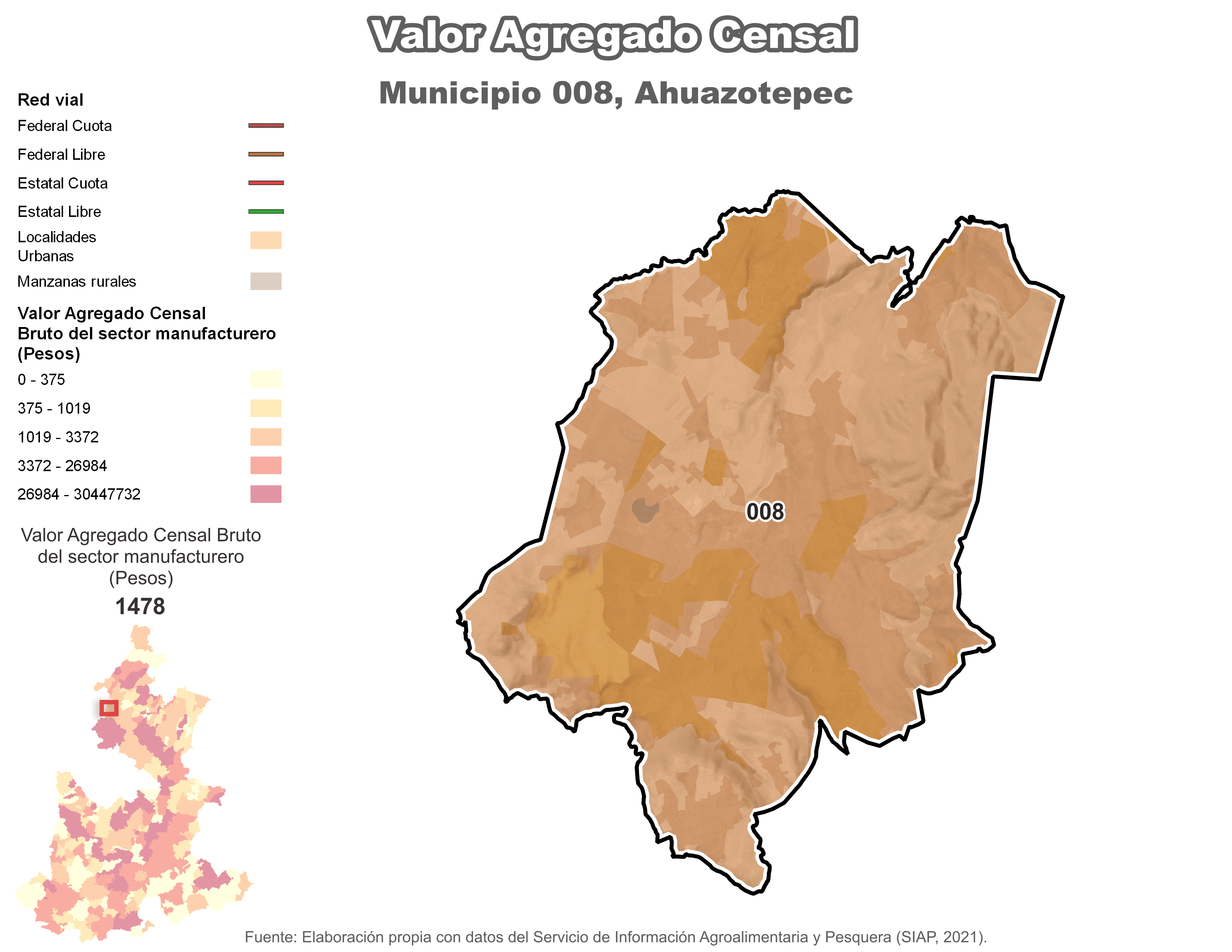 Biblioteca de Mapas - Valor agregado censal en municipio de Ahuazotepec