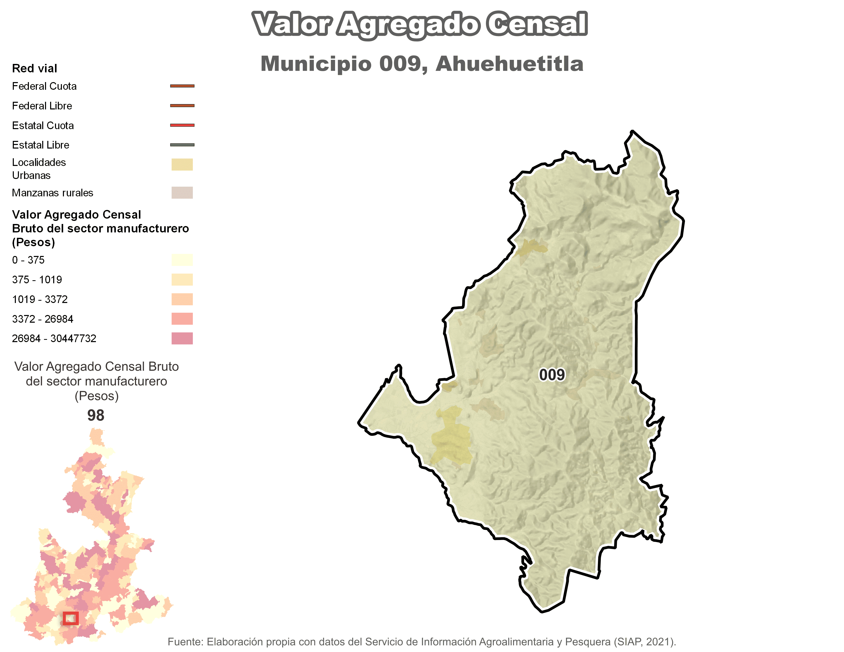 Biblioteca de Mapas - Valor agregado censal en municipio de Ahuehuetitla