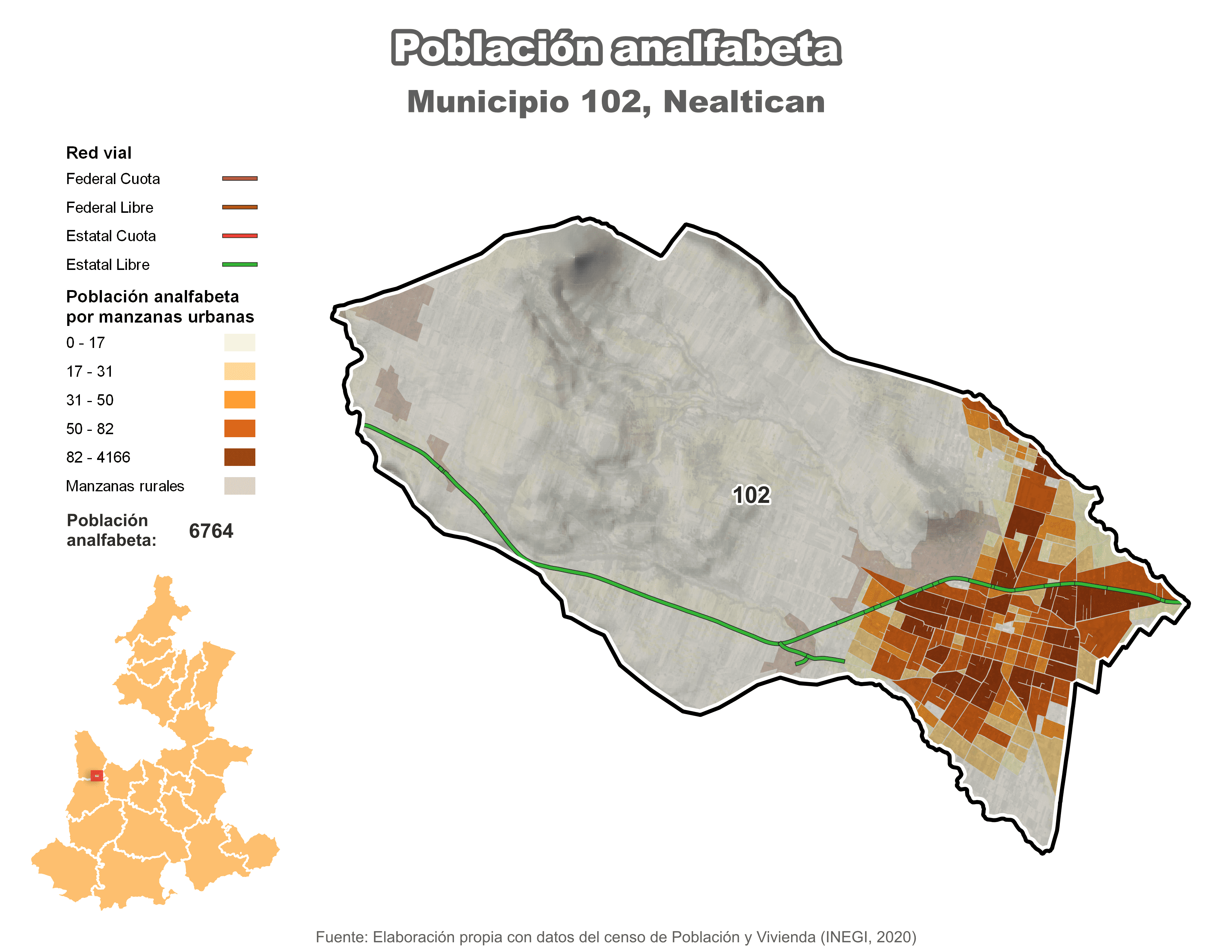 Biblioteca de Mapas - Población analfabeta municipio de Nealtican