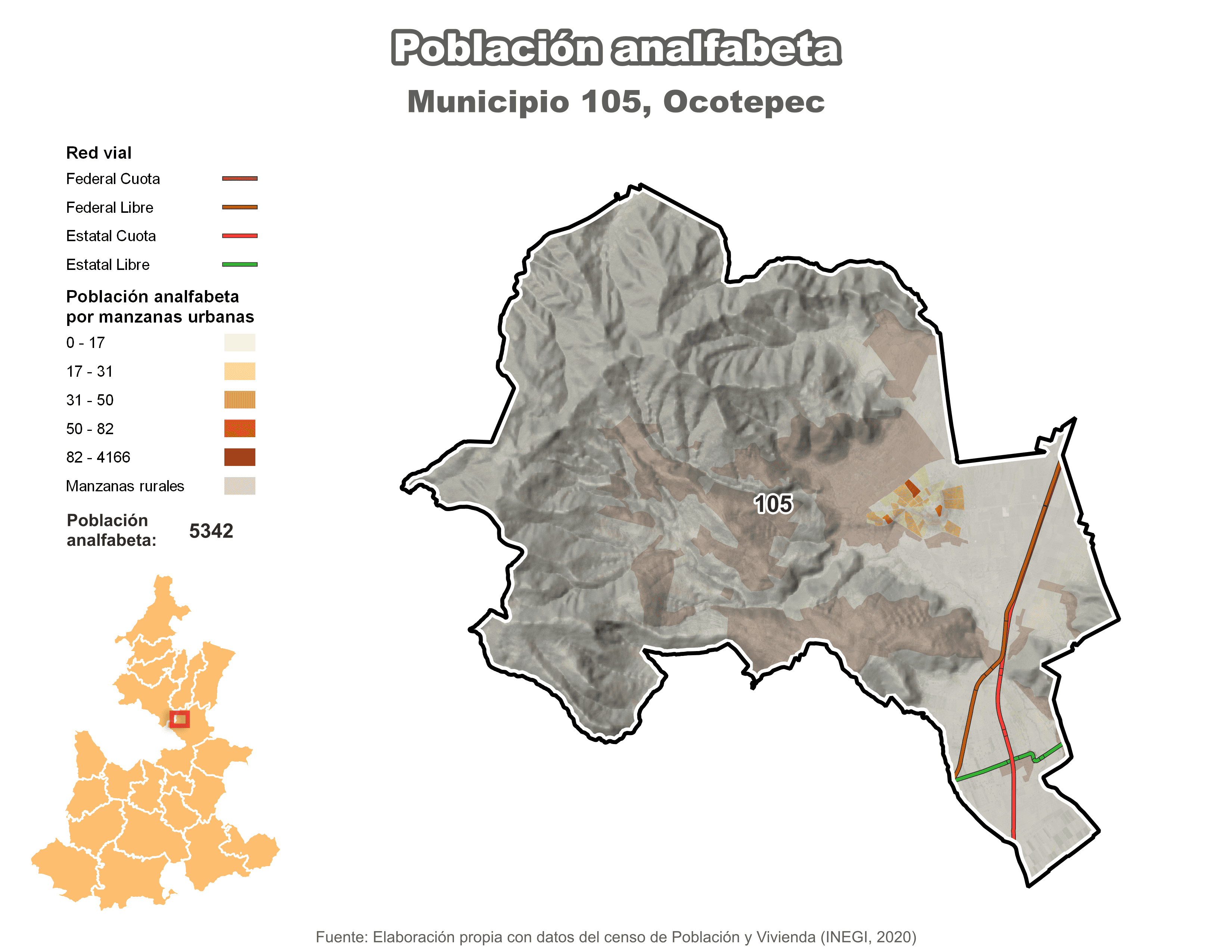 Biblioteca de Mapas - Población analfabeta municipio de Ocotepec