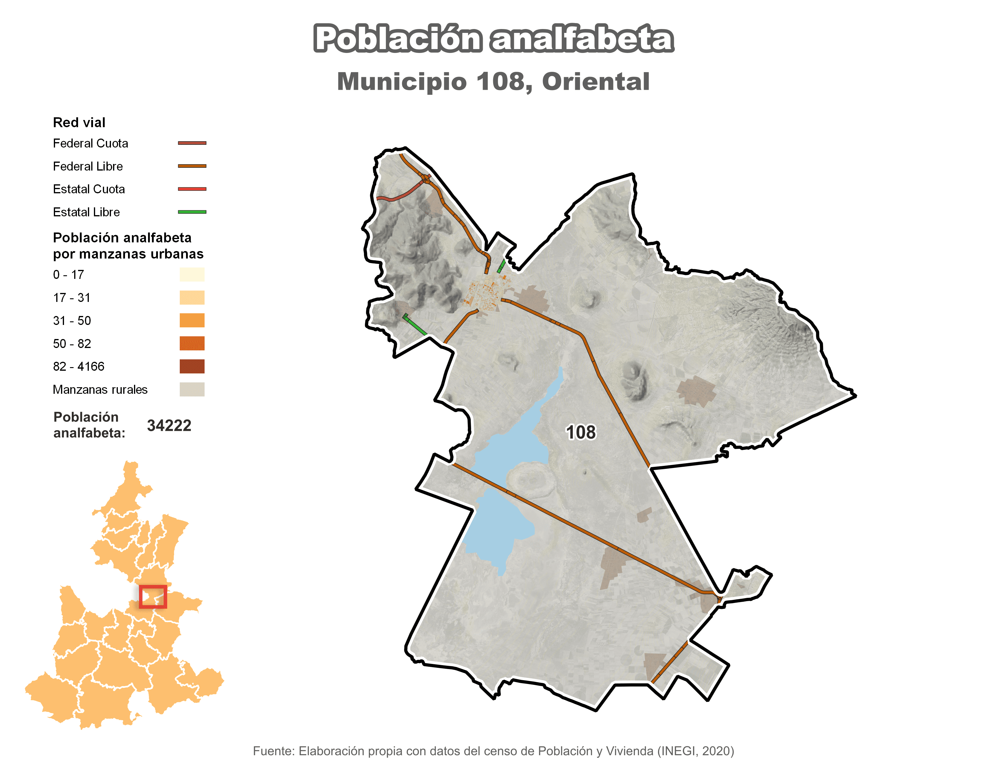 Biblioteca de Mapas - Población analfabeta municipio de Oriental