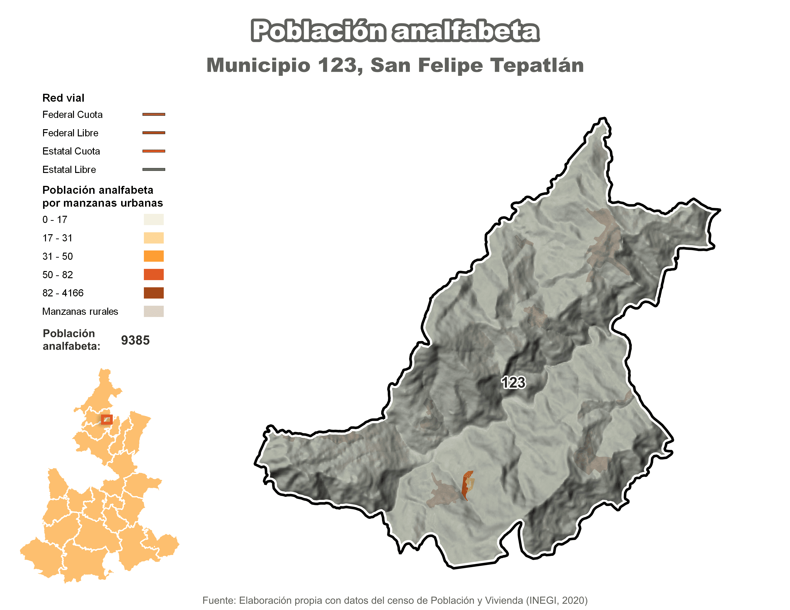 Biblioteca de Mapas - Población analfabeta municipio de San Felipe Tepatlán