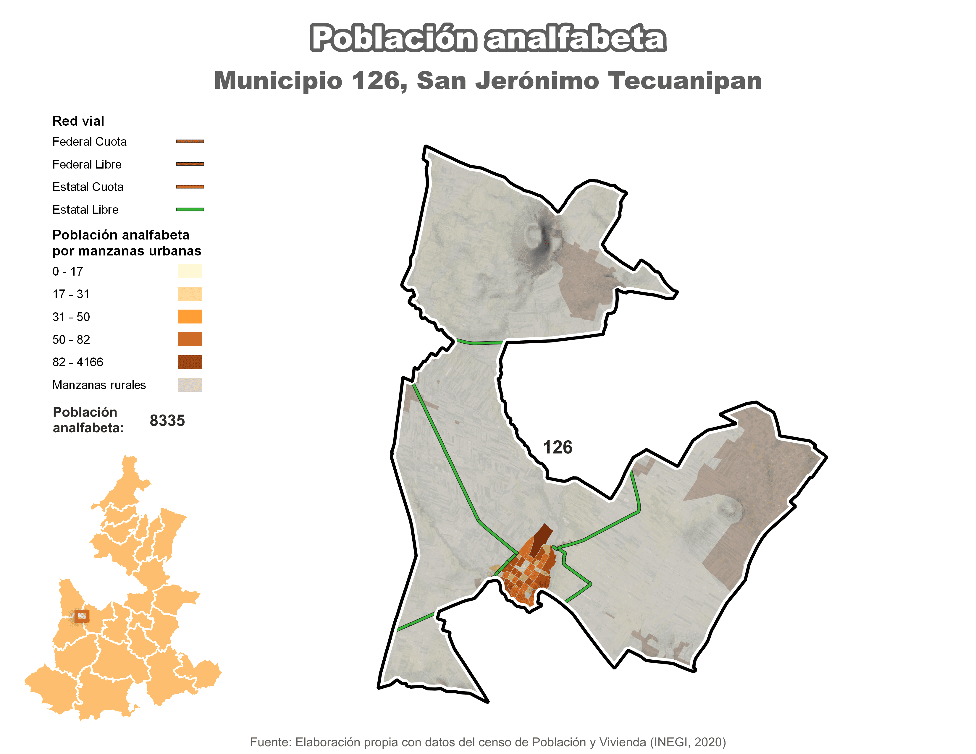 Biblioteca de Mapas - Población analfabeta municipio de San Jerónimo Tecuanipan