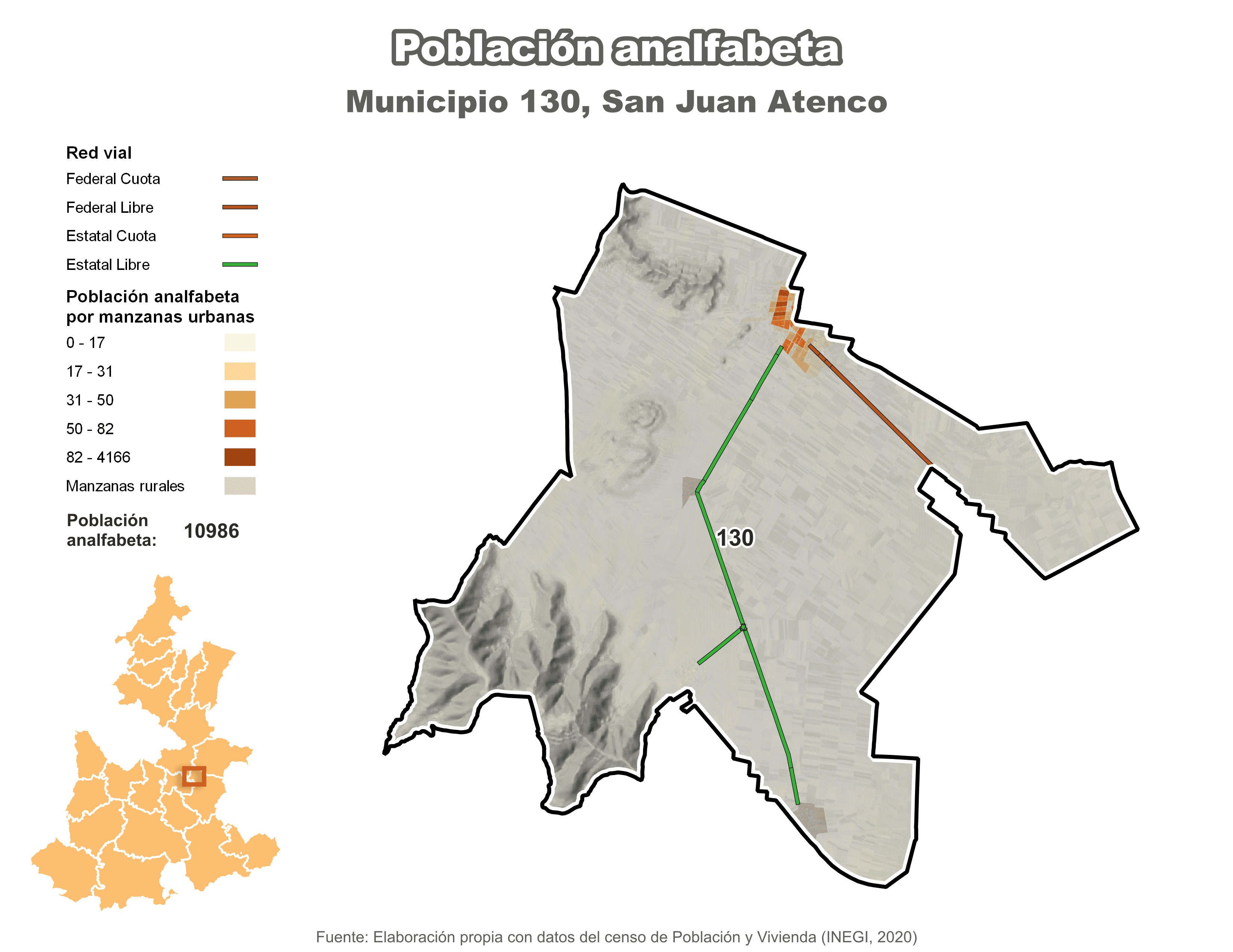 Biblioteca de Mapas - Población analfabeta municipio de San Juan Atenco