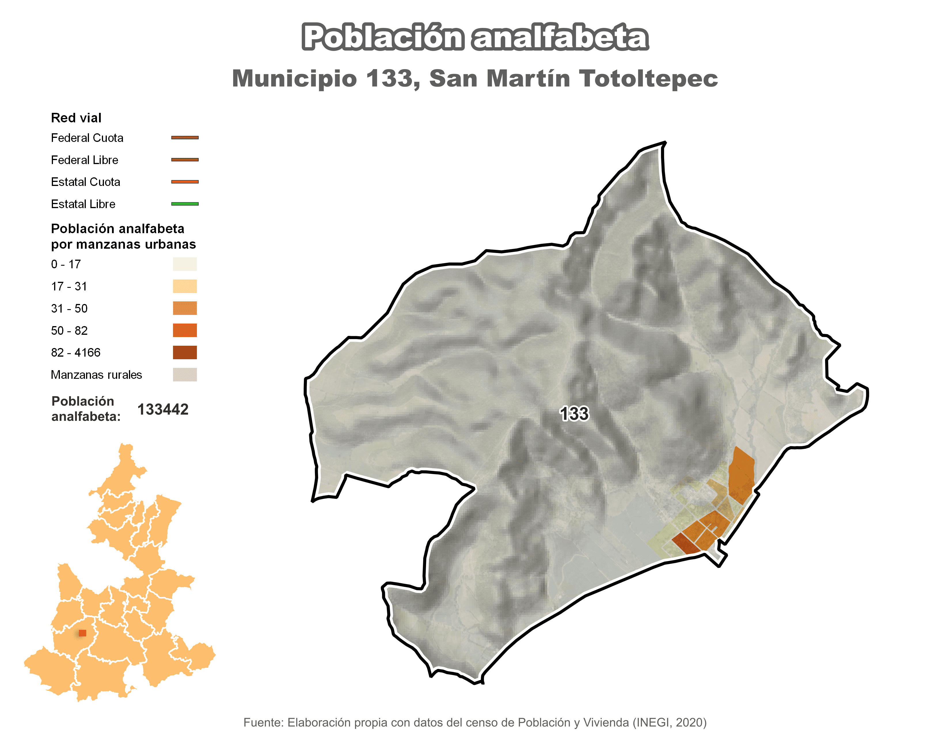 Biblioteca de Mapas - Población analfabeta municipio de San Martín Totoltepec