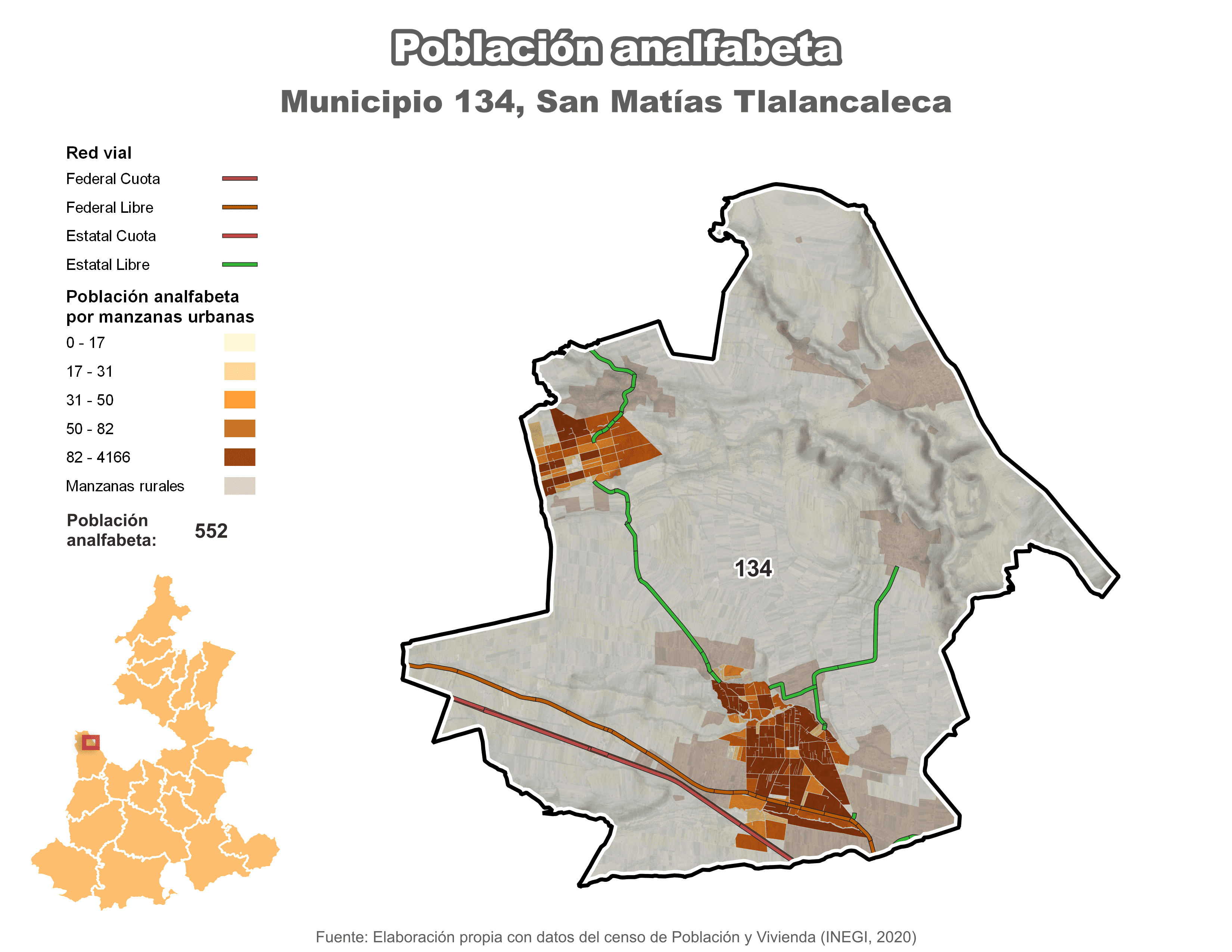 Biblioteca de Mapas - Población analfabeta municipio de San Martías Tlalancaleca